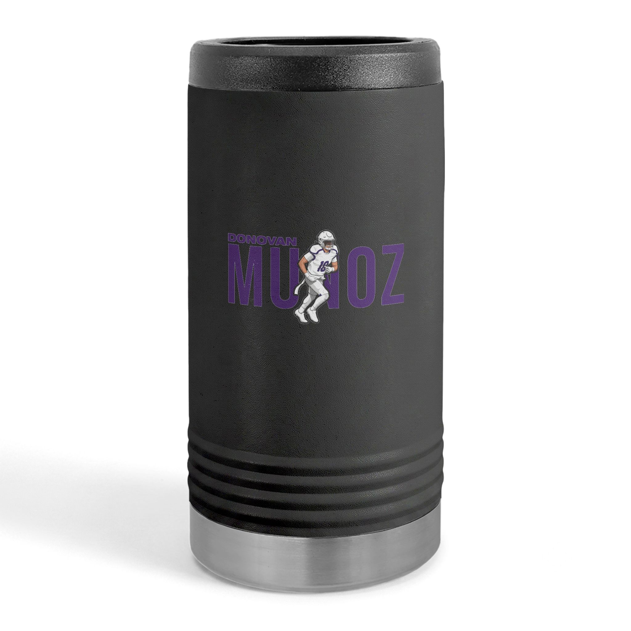 Slim Stainless Can Cooler — character_player_name in Black