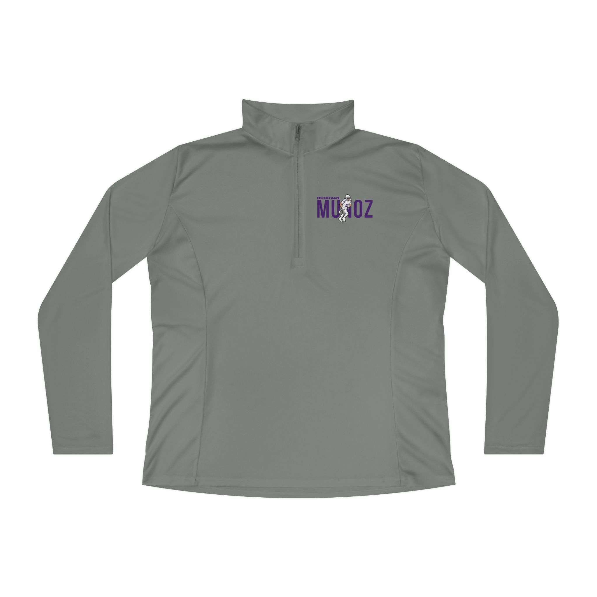 Women's Q-Zip Pullover — character_player_name in Grey