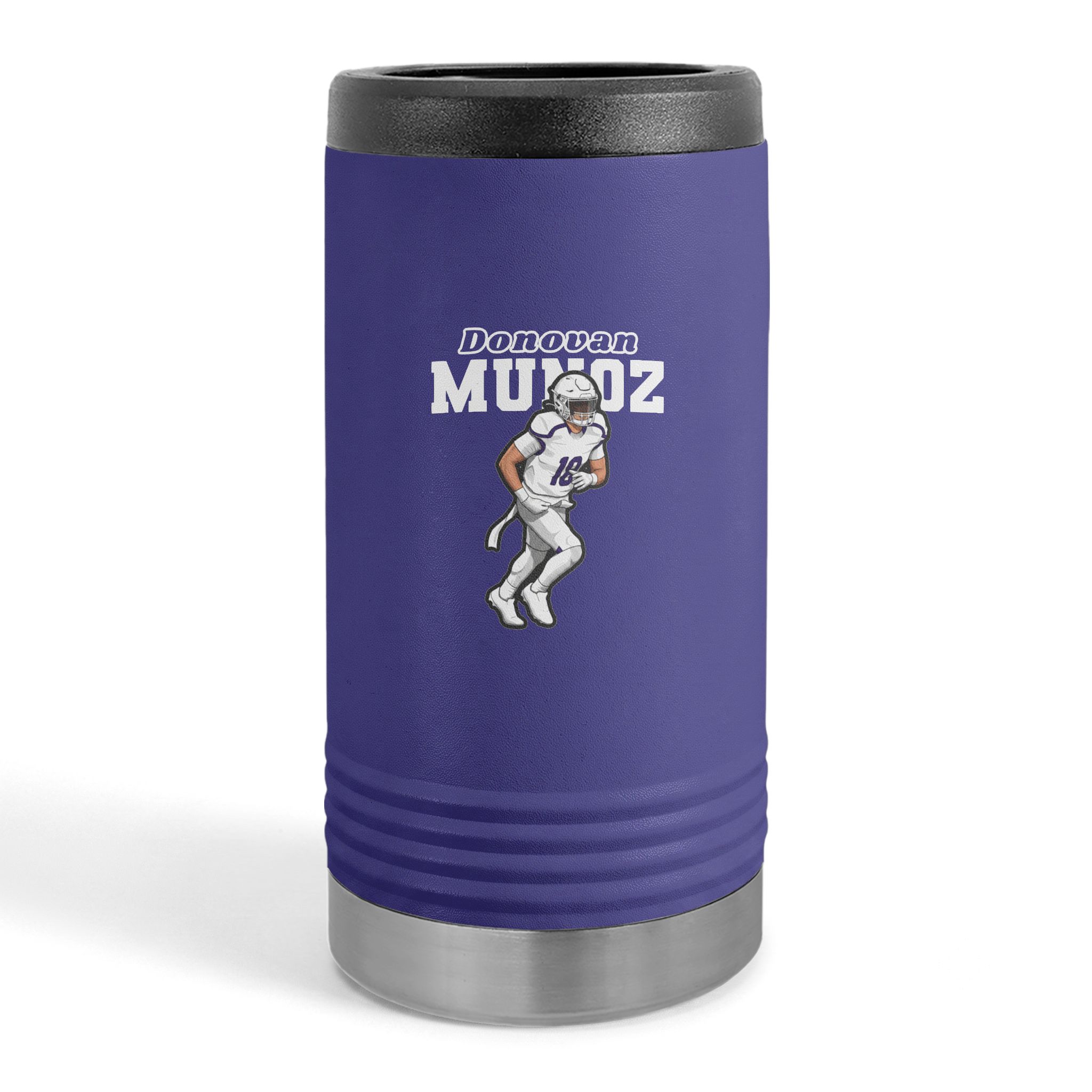 Slim Stainless Can Cooler — character_name_arch in Purple