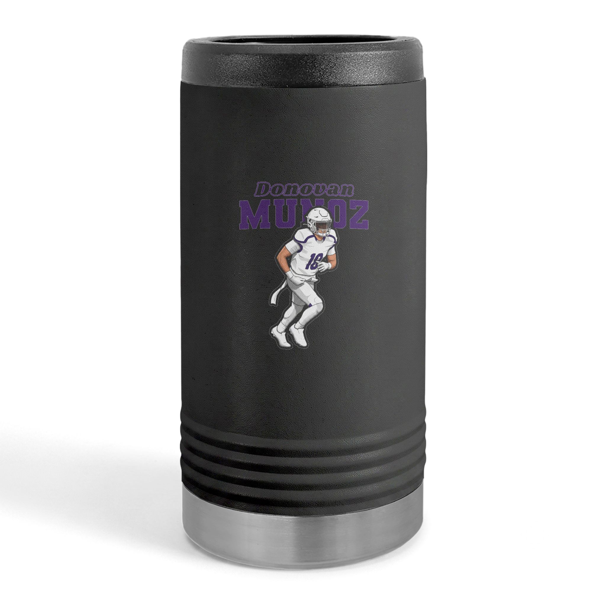 Slim Stainless Can Cooler — character_name_arch in Black