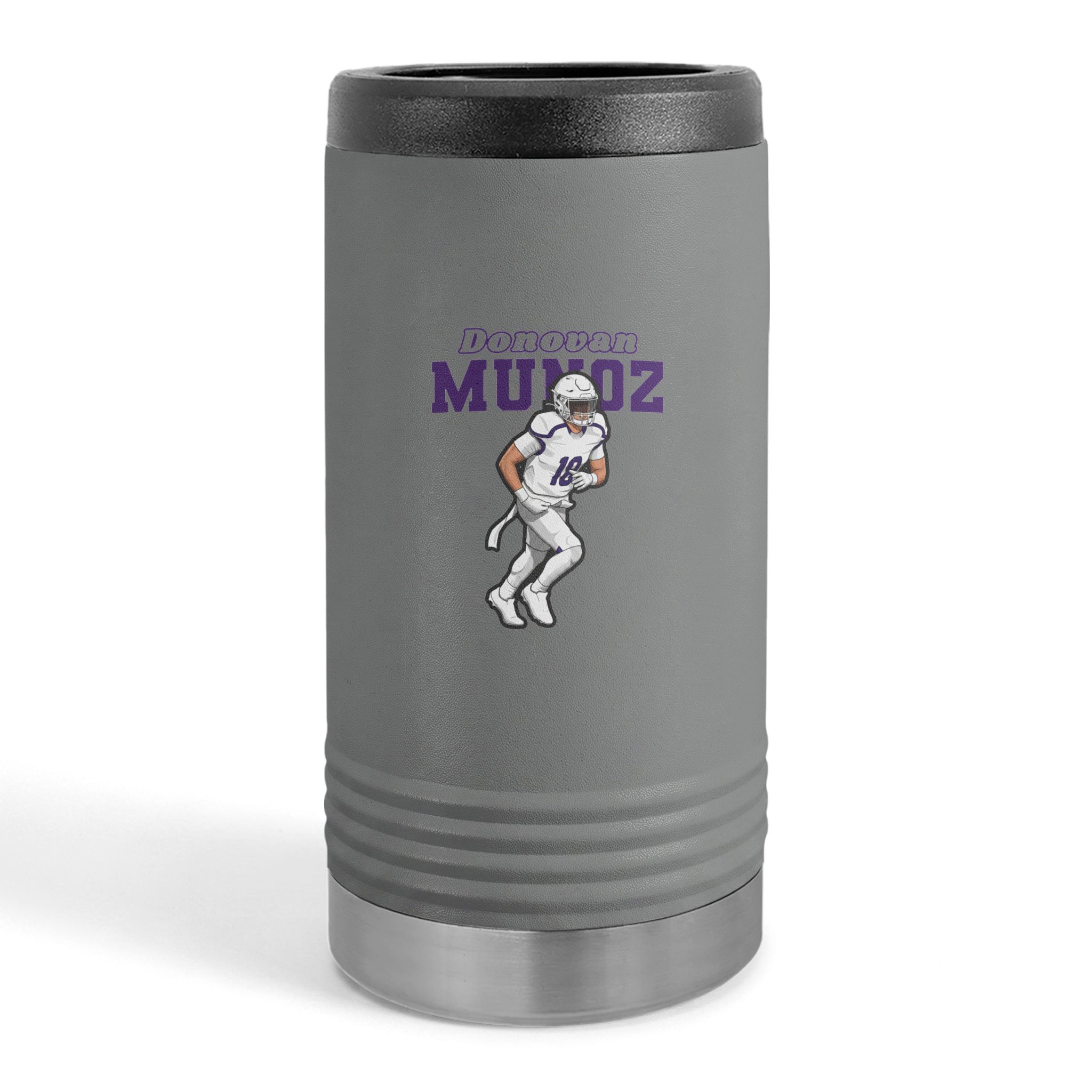 Slim Stainless Can Cooler — character_name_arch in Grey