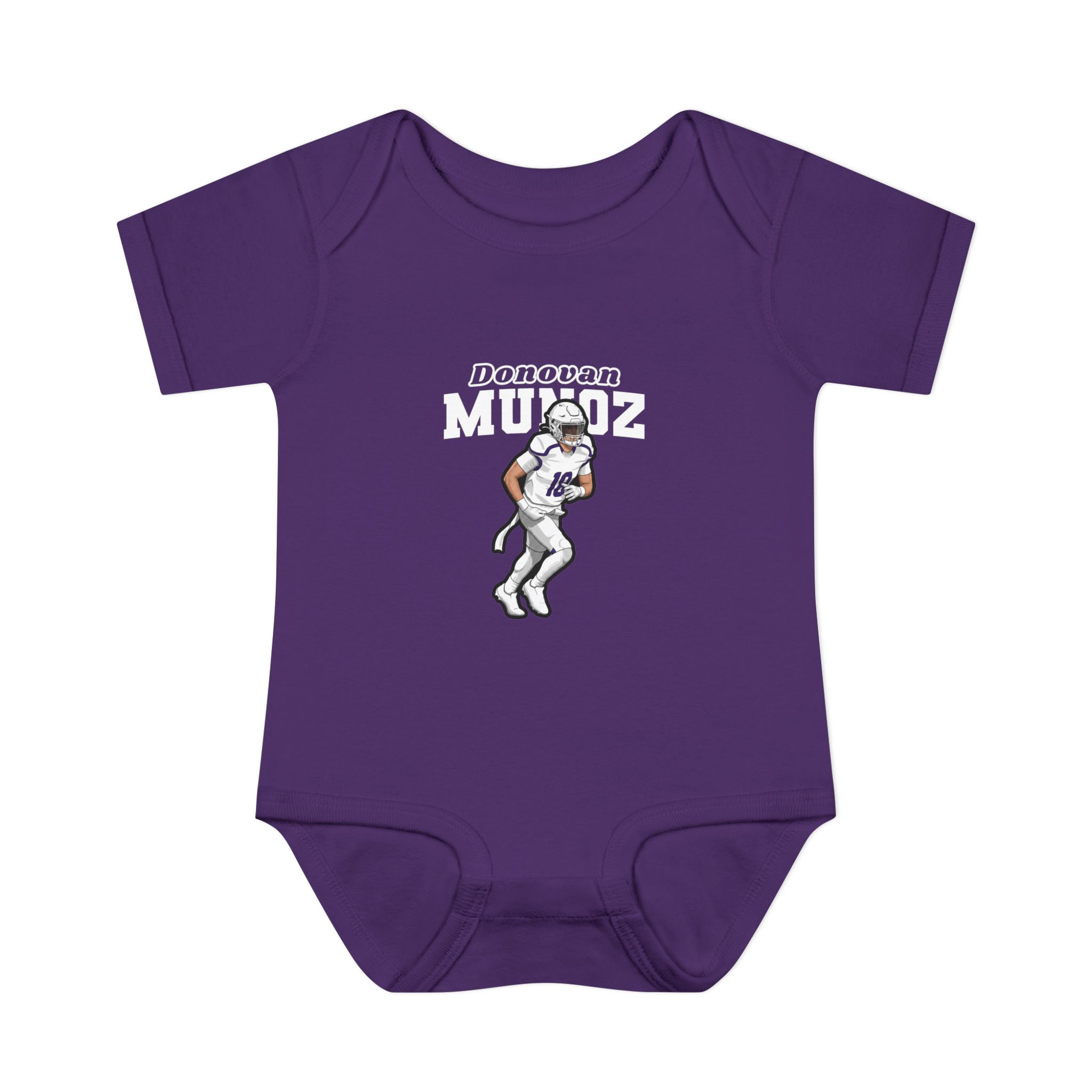 Baby Onesie — character_name_arch in Purple
