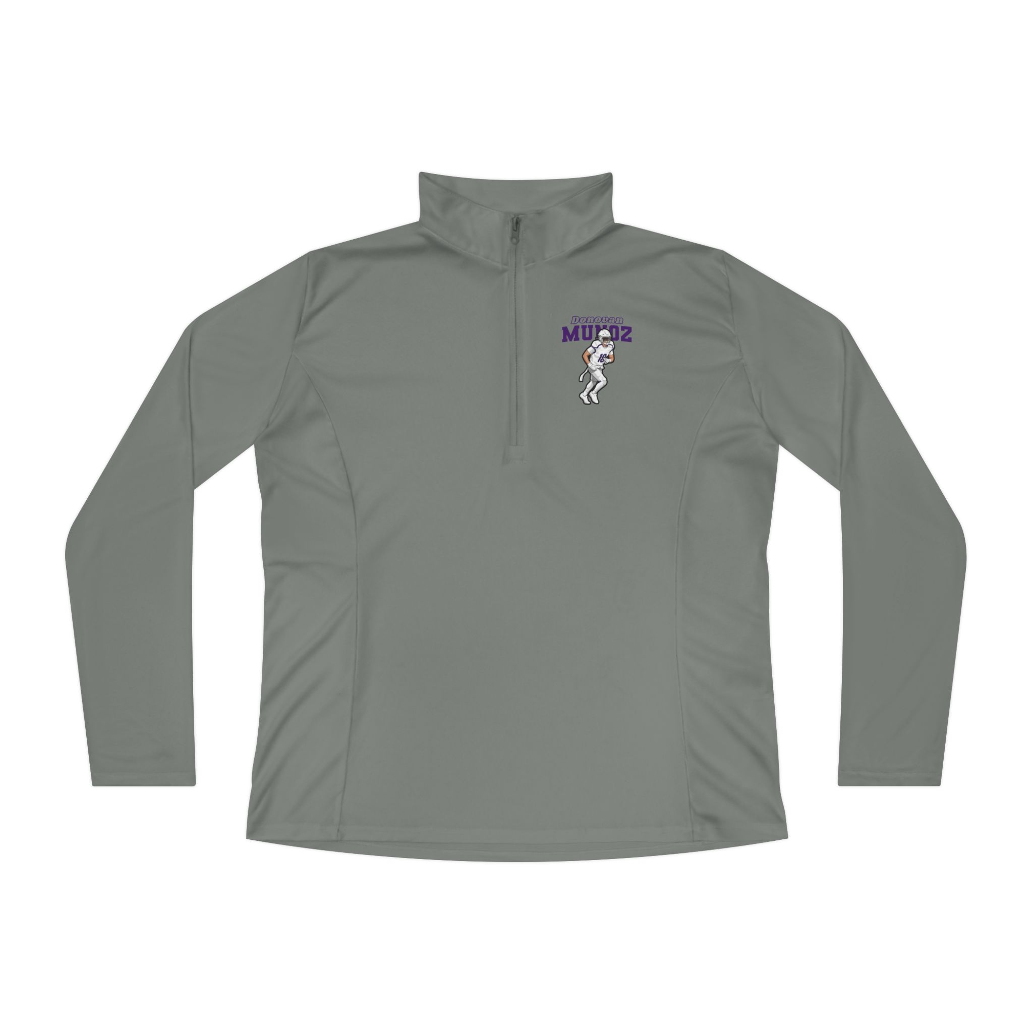 Women's Q-Zip Pullover — character_name_arch in Grey