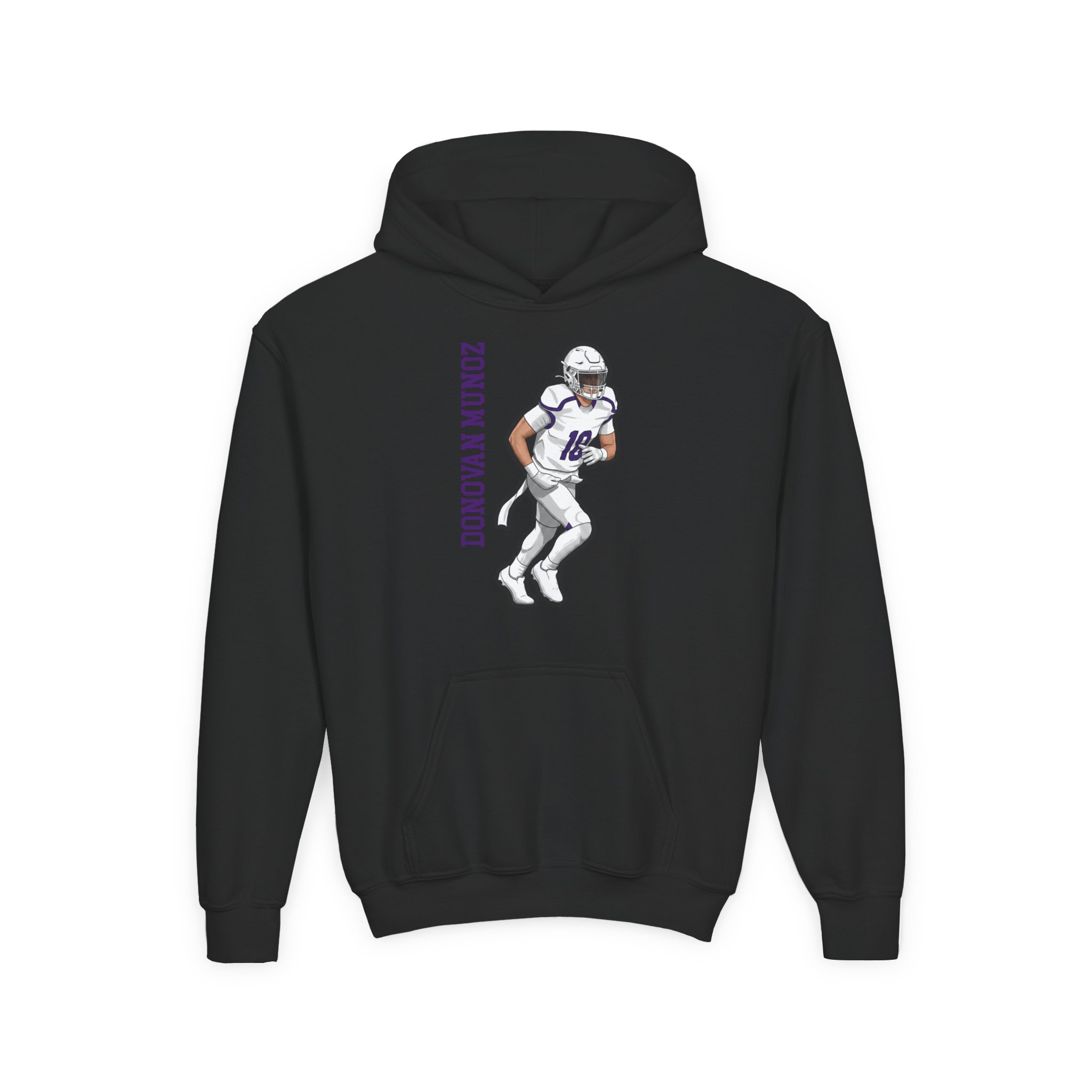 Youth Hoodie — character_name_vertical in Black