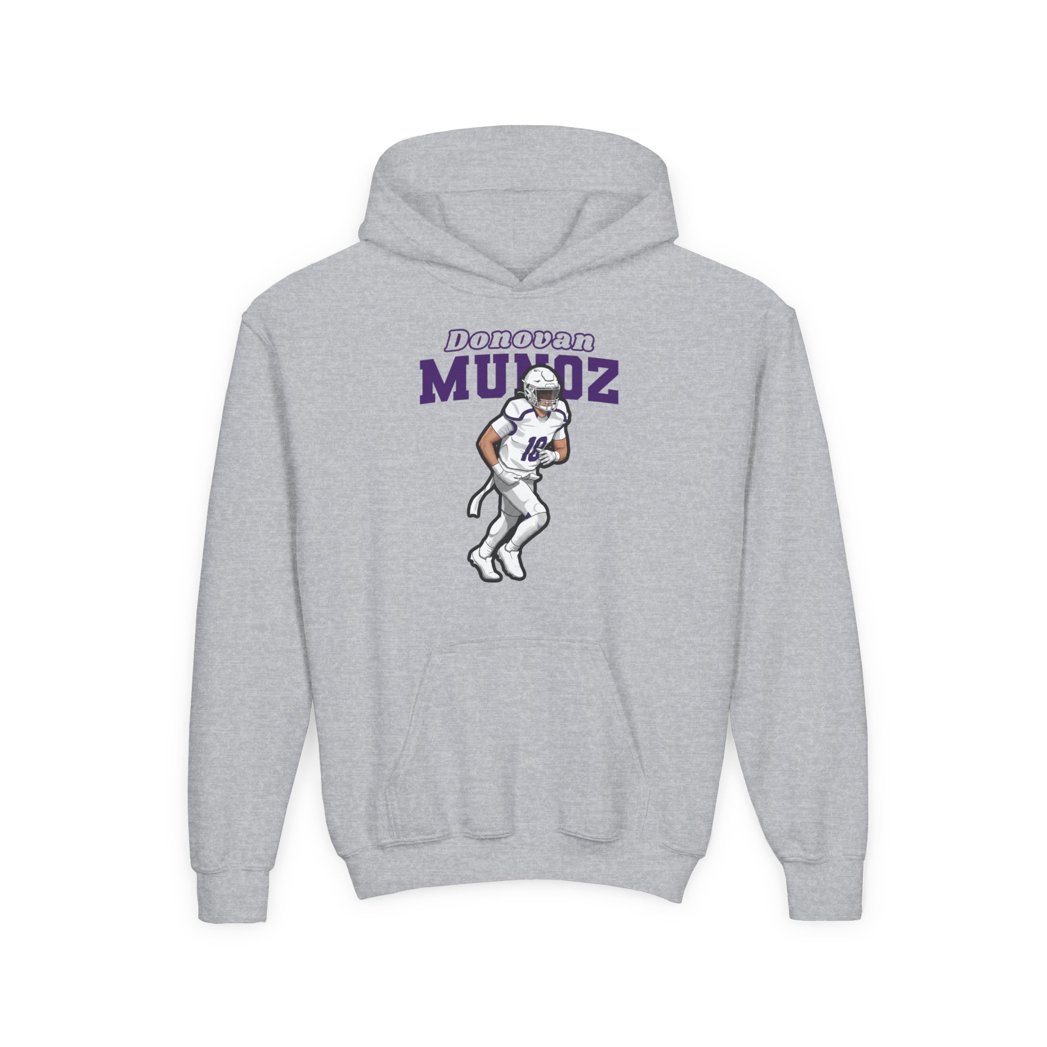 Youth Hoodie — character_name_arch in Grey
