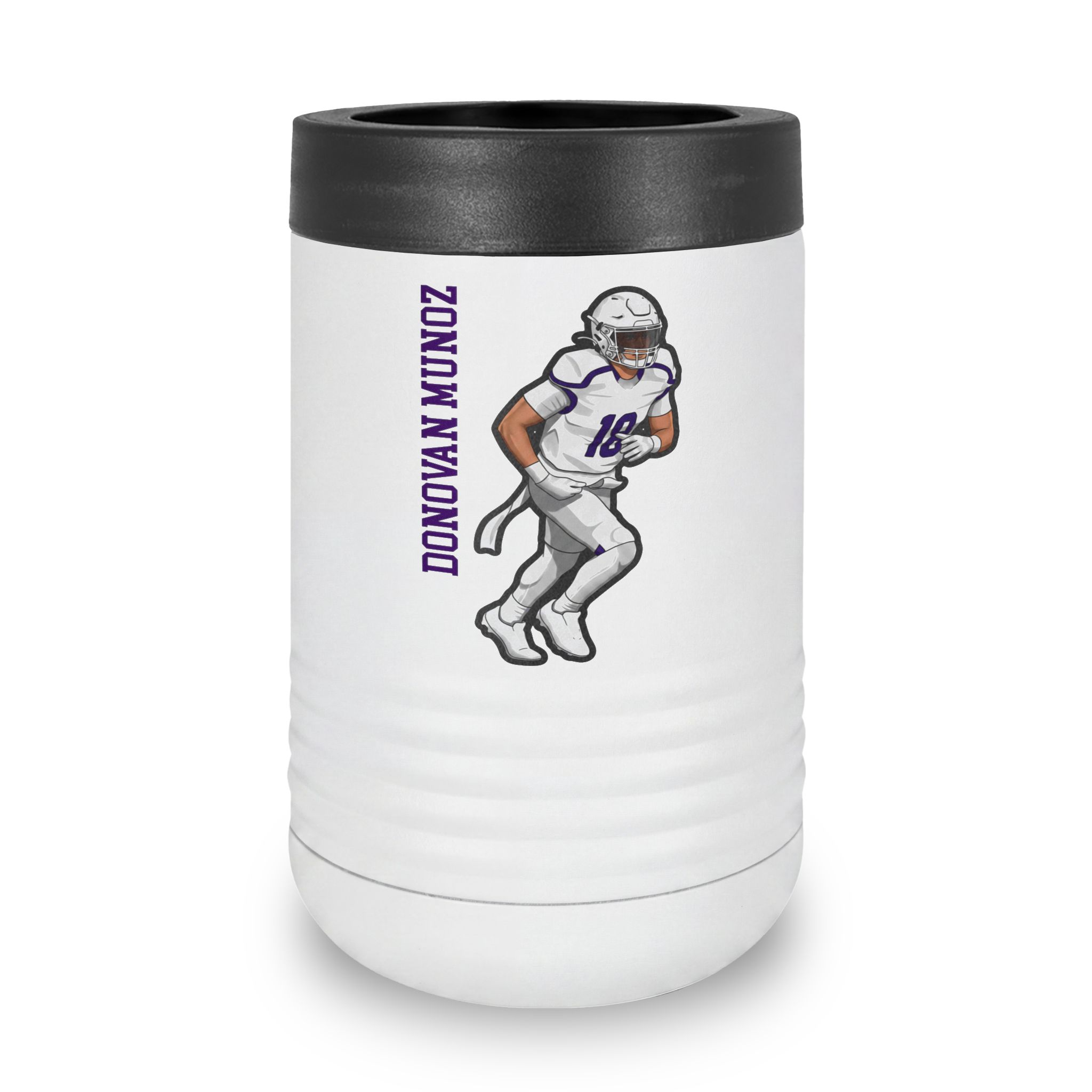 Stainless Can Cooler — character_name_vertical in White