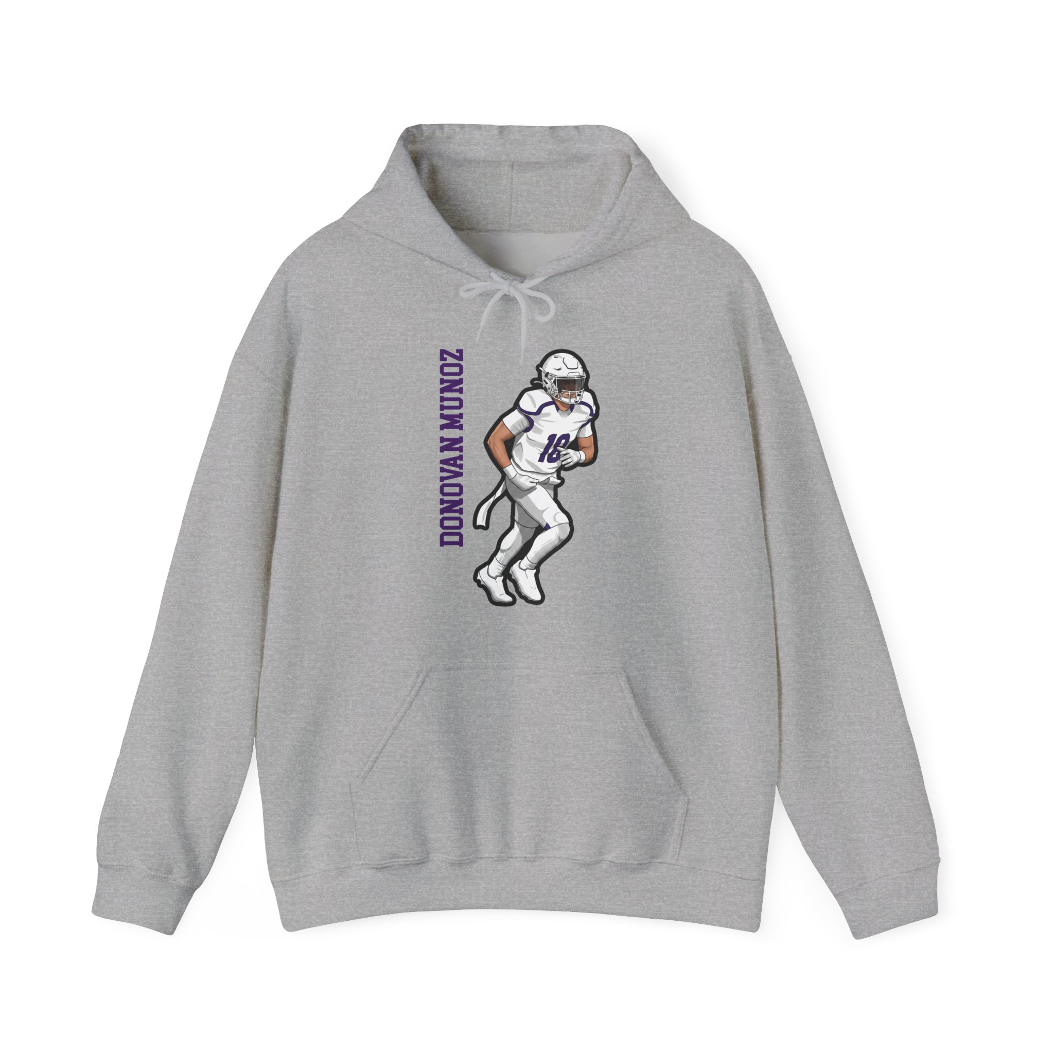 Hoodie — character_name_vertical in Grey