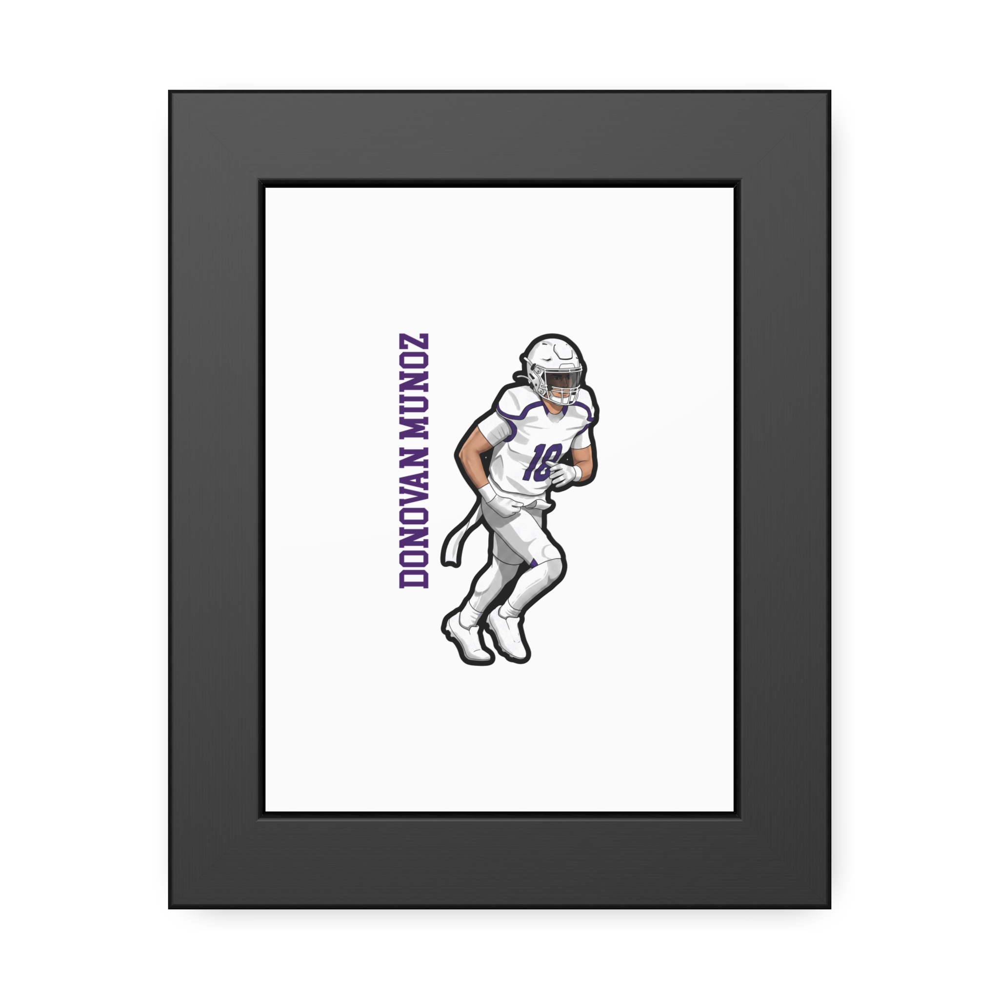 Framed Poster — character_name_vertical in Black