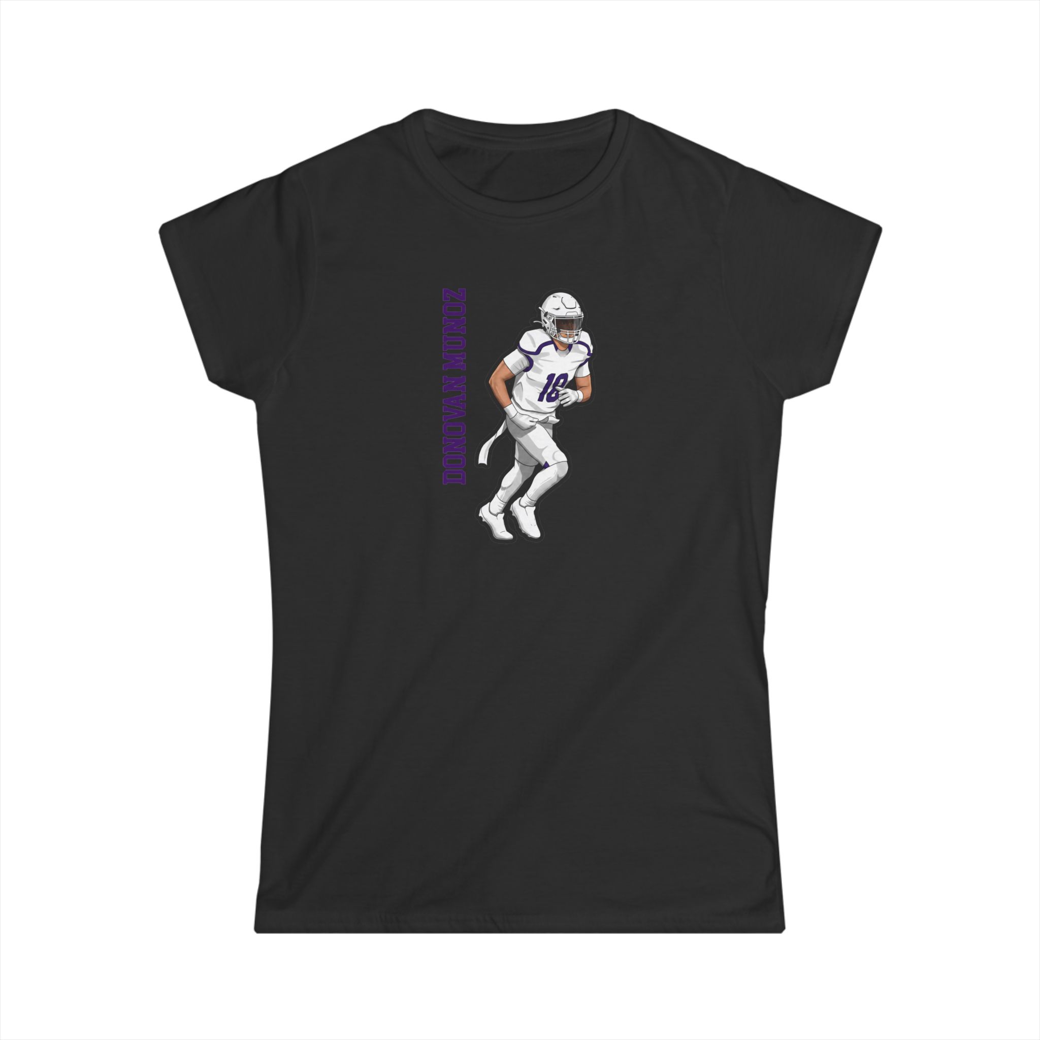 Women's Softstyle Tee — character_name_vertical in Black
