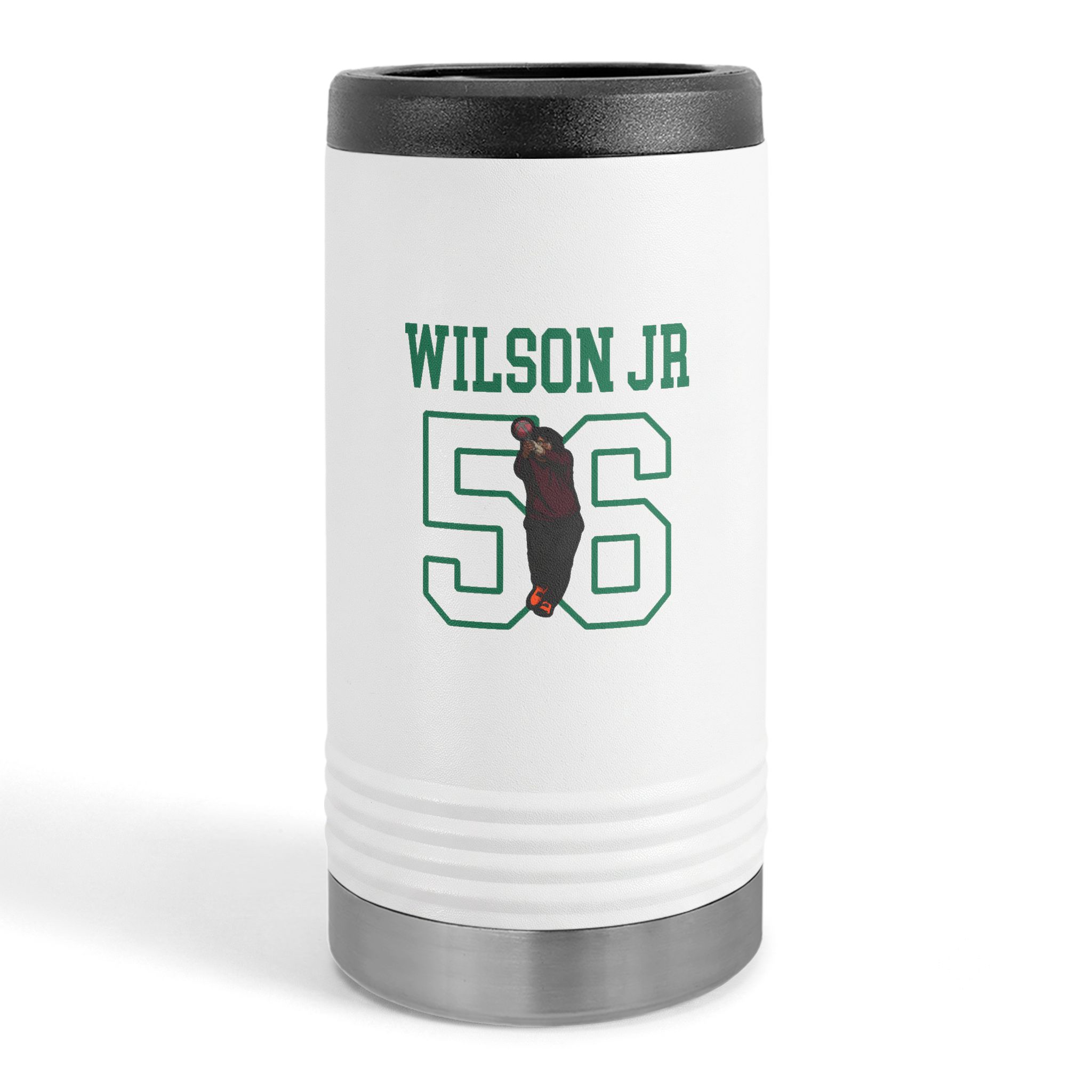 Slim Stainless Can Cooler — character_shirsey in White