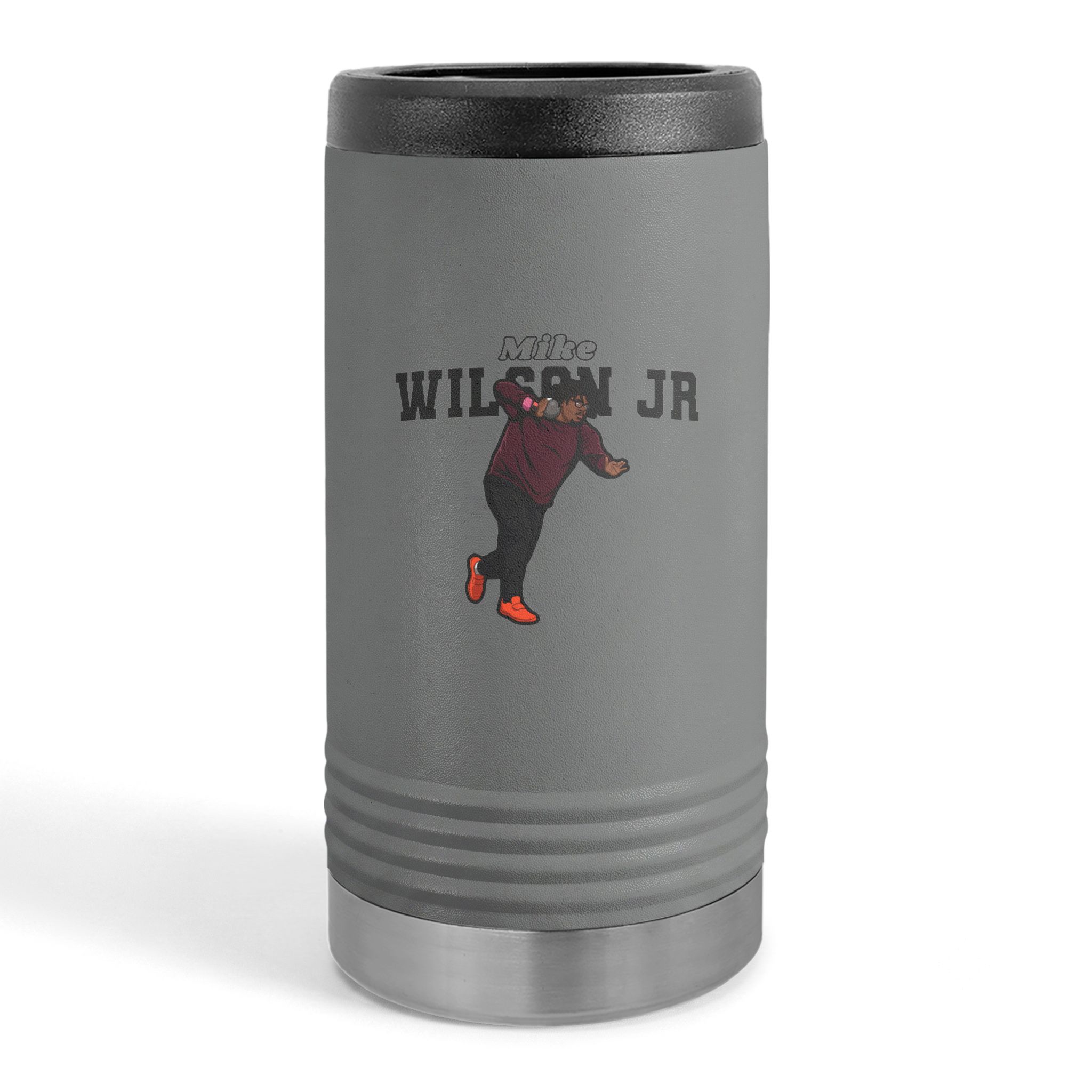 Slim Stainless Can Cooler — character_name_arch in Grey