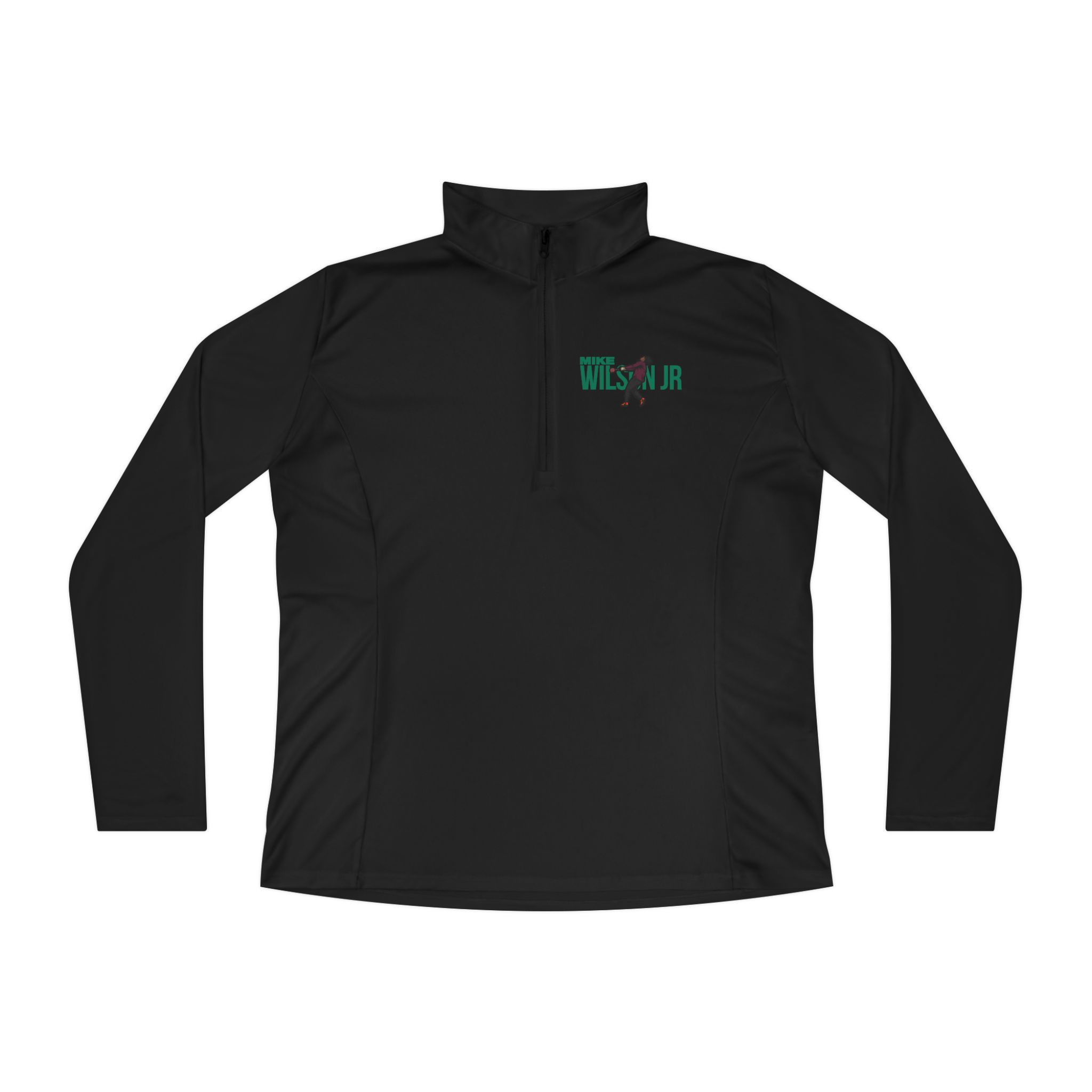 Women's Q-Zip Pullover — character_player_name in Black