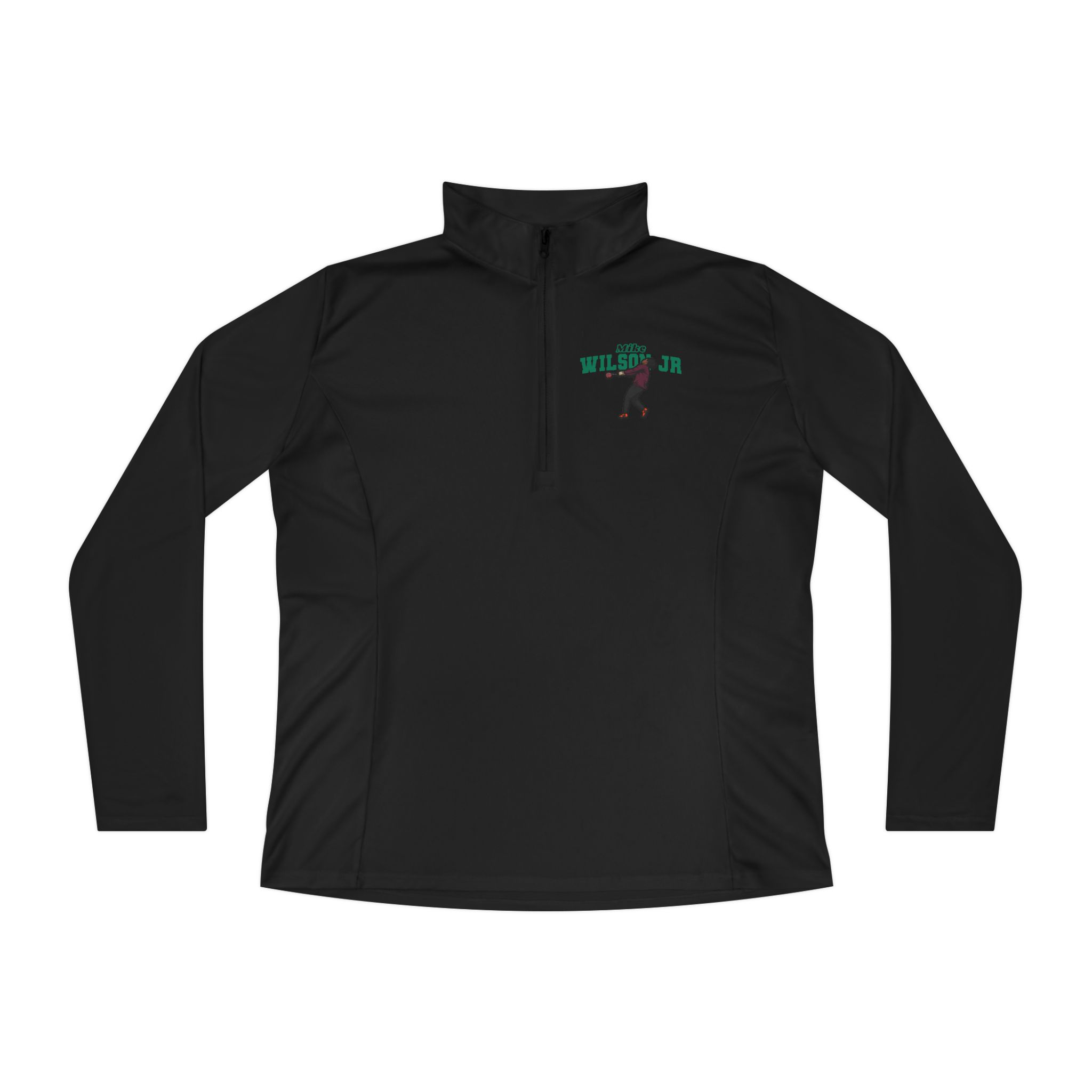 Women's Q-Zip Pullover — character_name_arch in Black