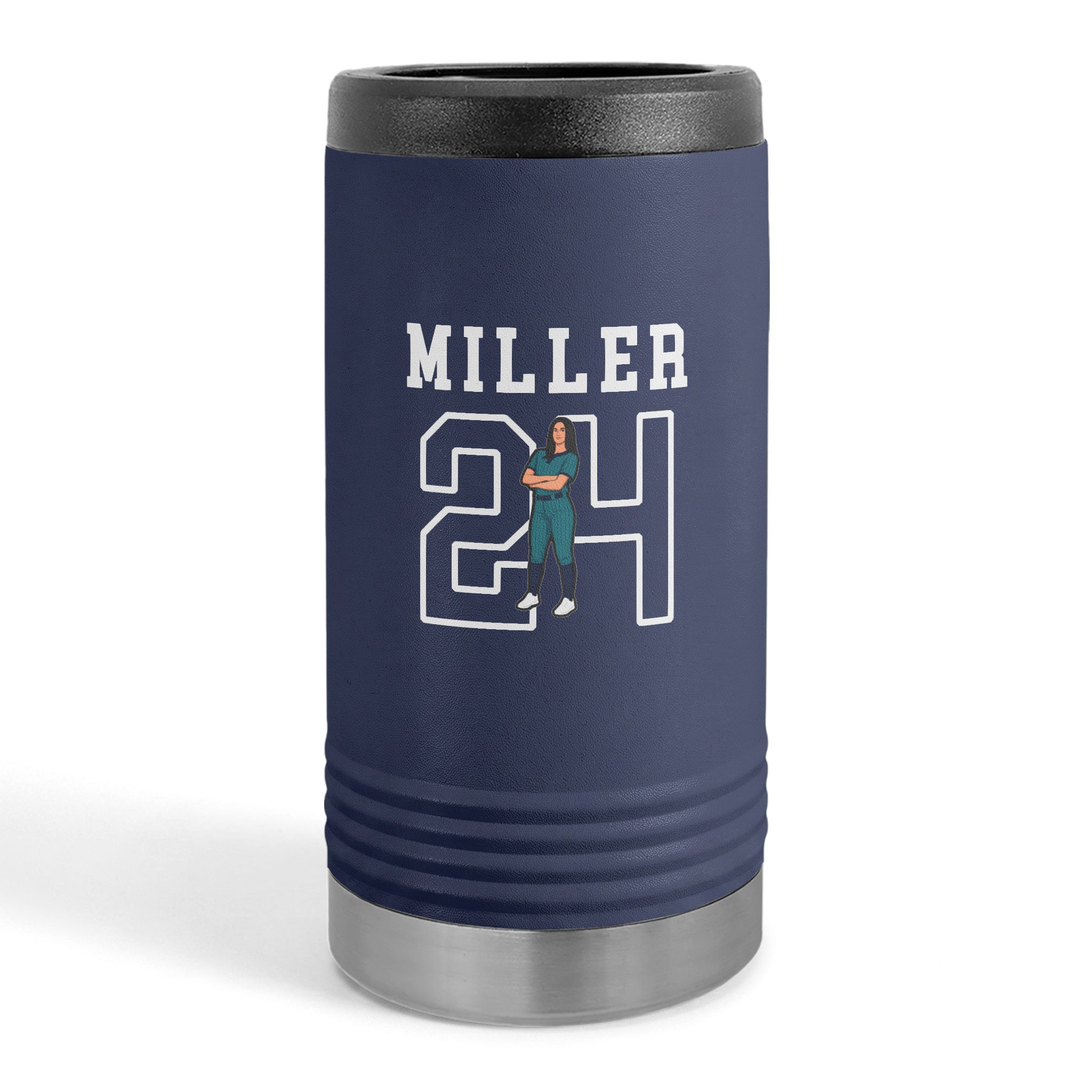 Slim Stainless Can Cooler — character_shirsey in Navy