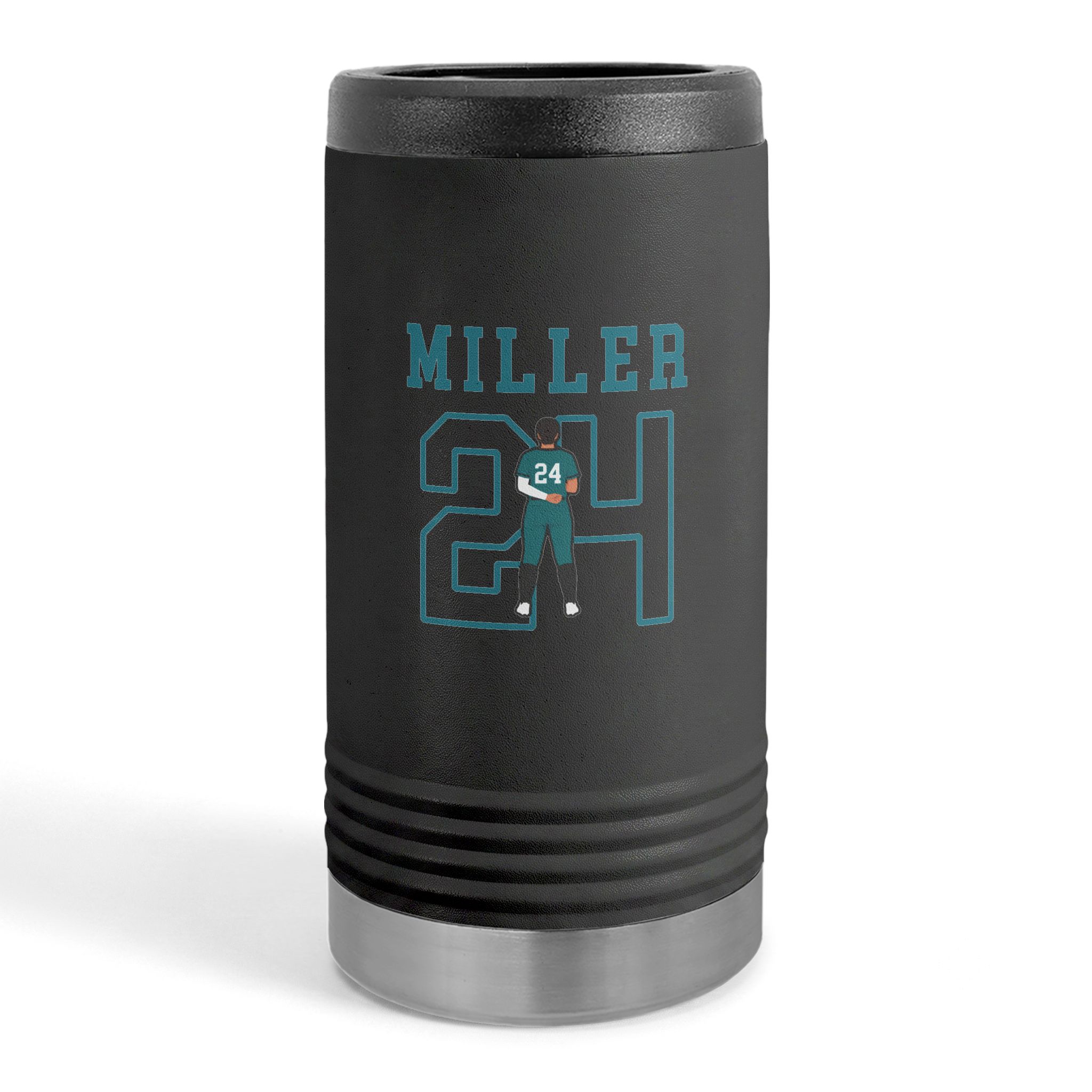 Slim Stainless Can Cooler — character_shirsey in Black