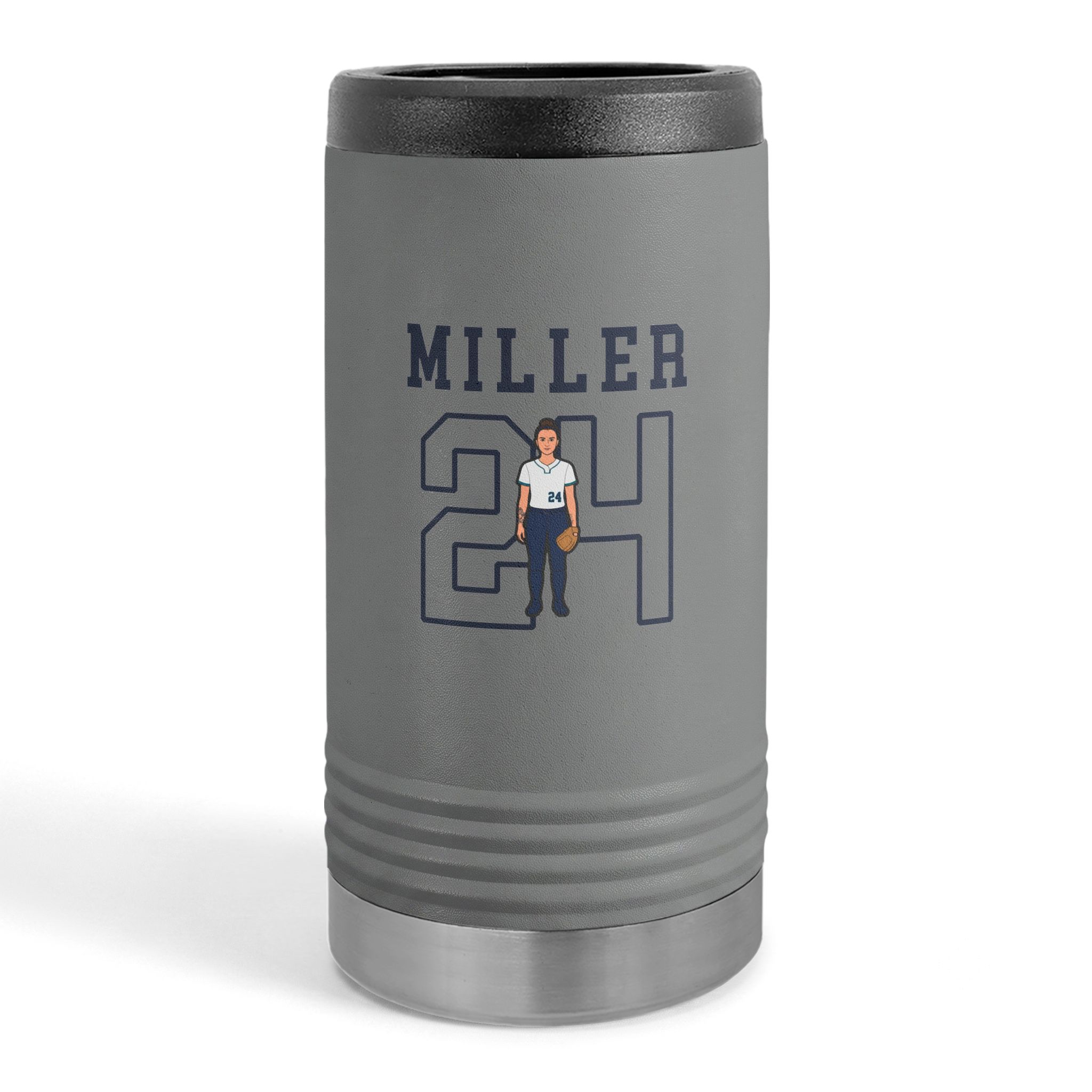 Slim Stainless Can Cooler — character_shirsey in Grey