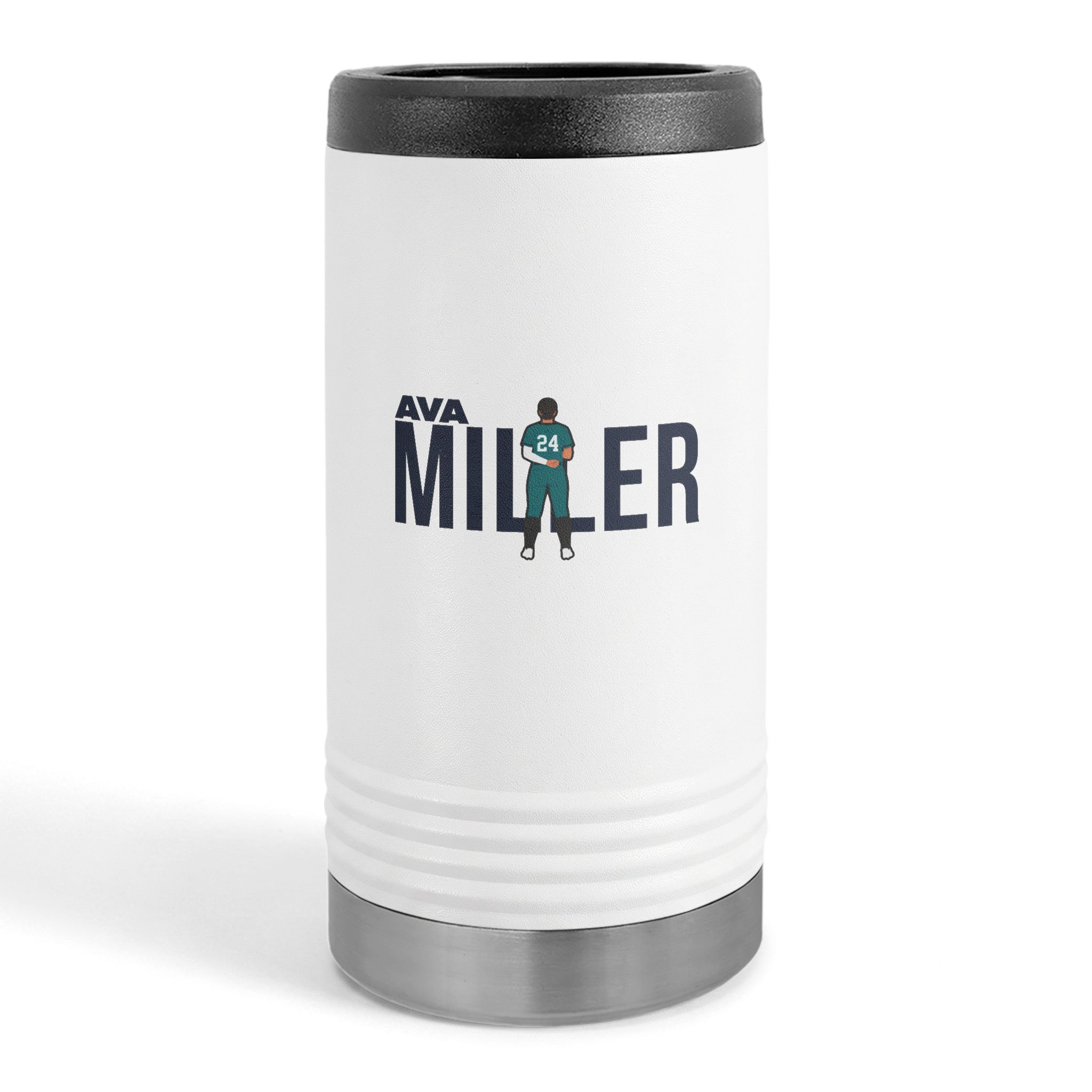 Slim Stainless Can Cooler — character_player_name in White