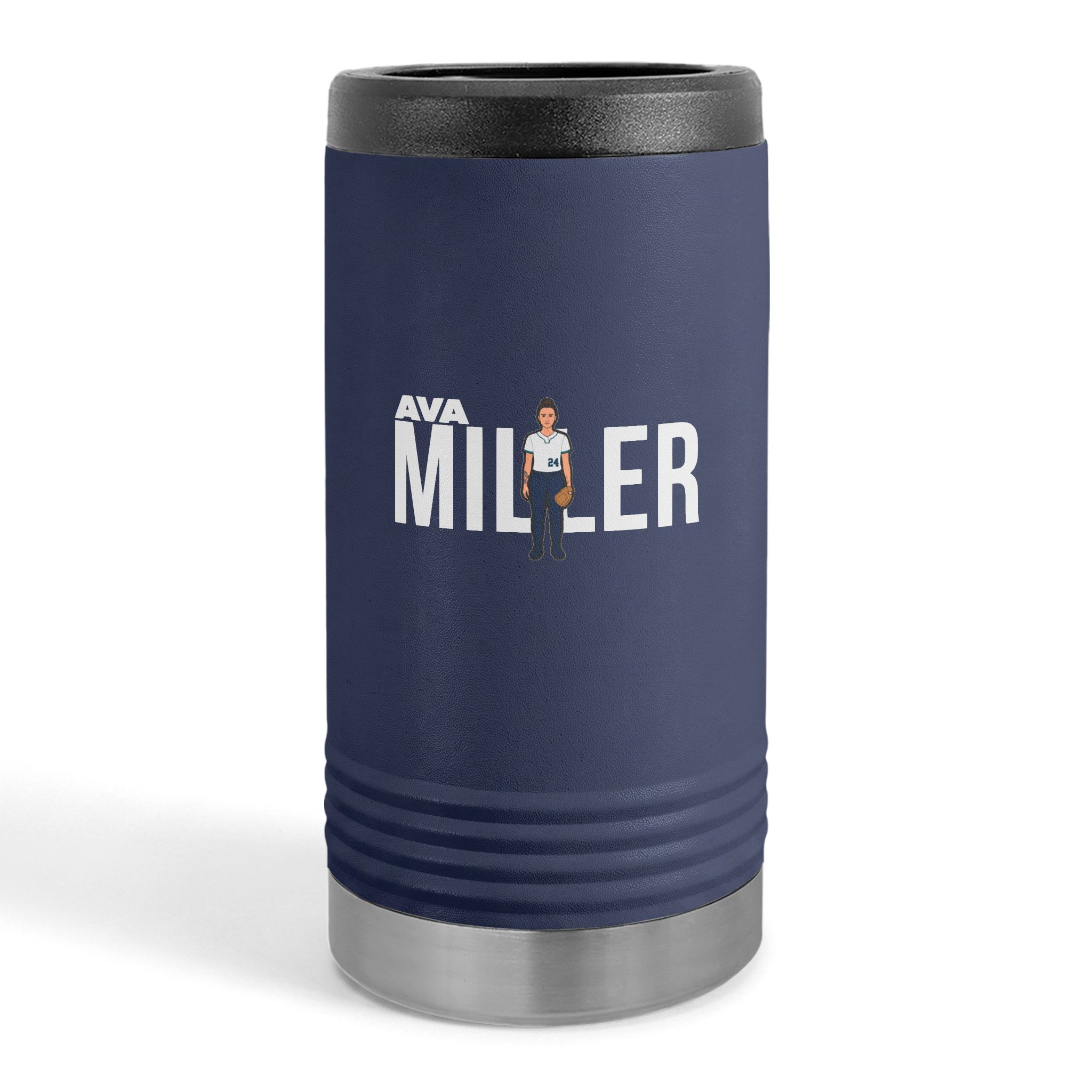 Slim Stainless Can Cooler — character_player_name in Navy