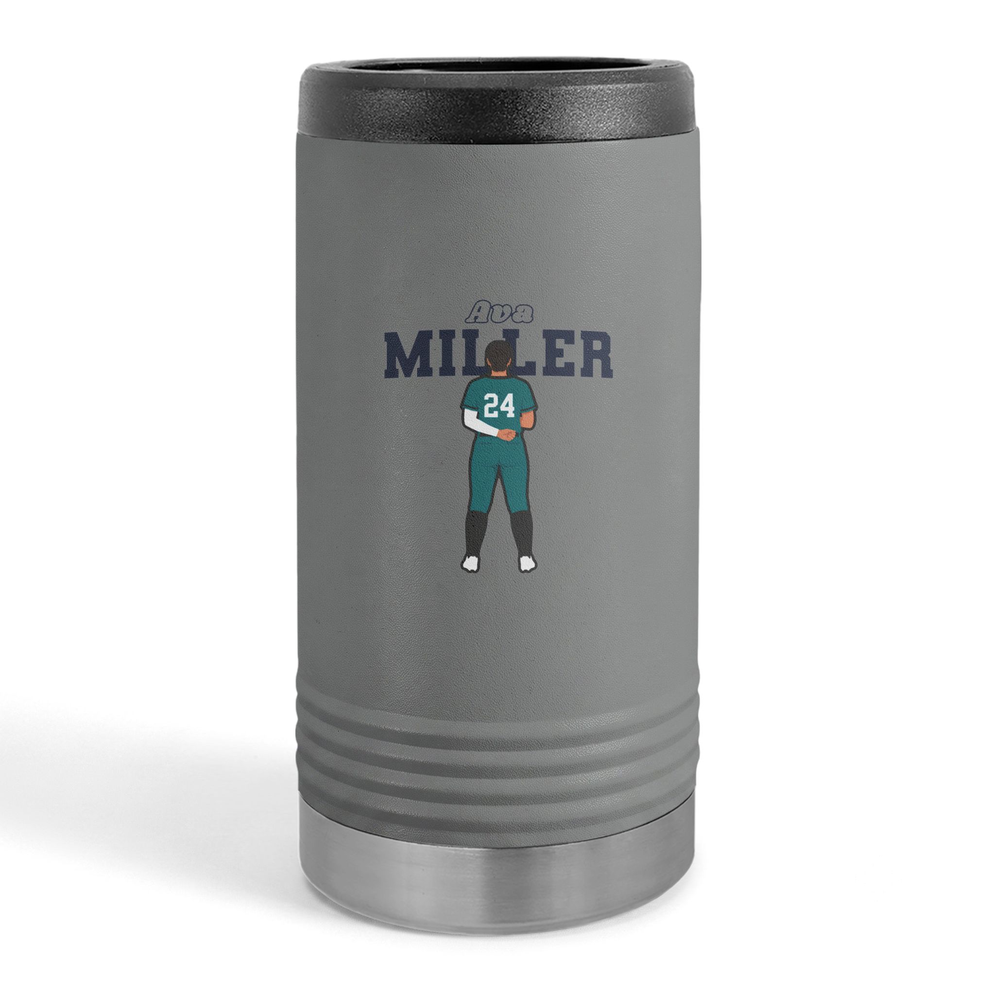 Slim Stainless Can Cooler — character_name_arch in Grey