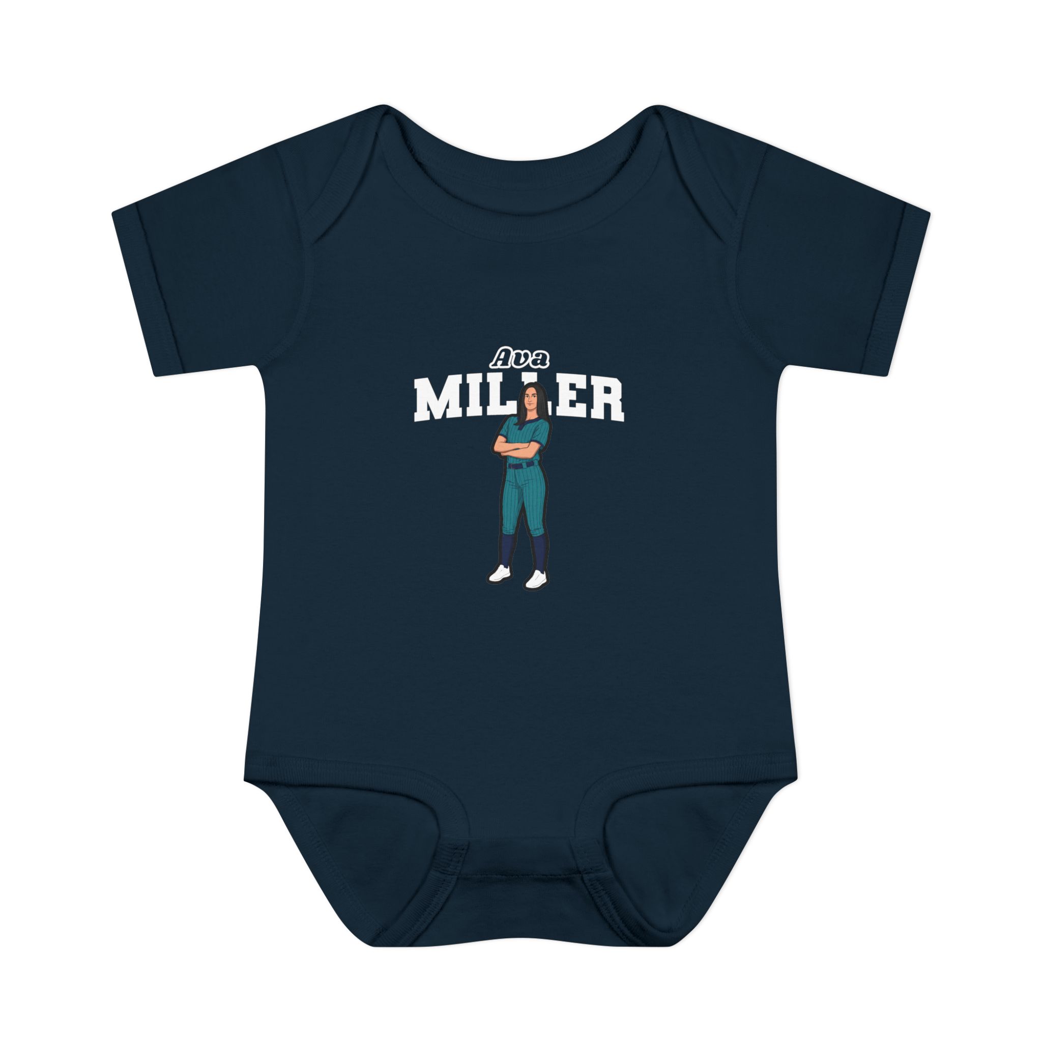 Baby Onesie — character_name_arch in Navy