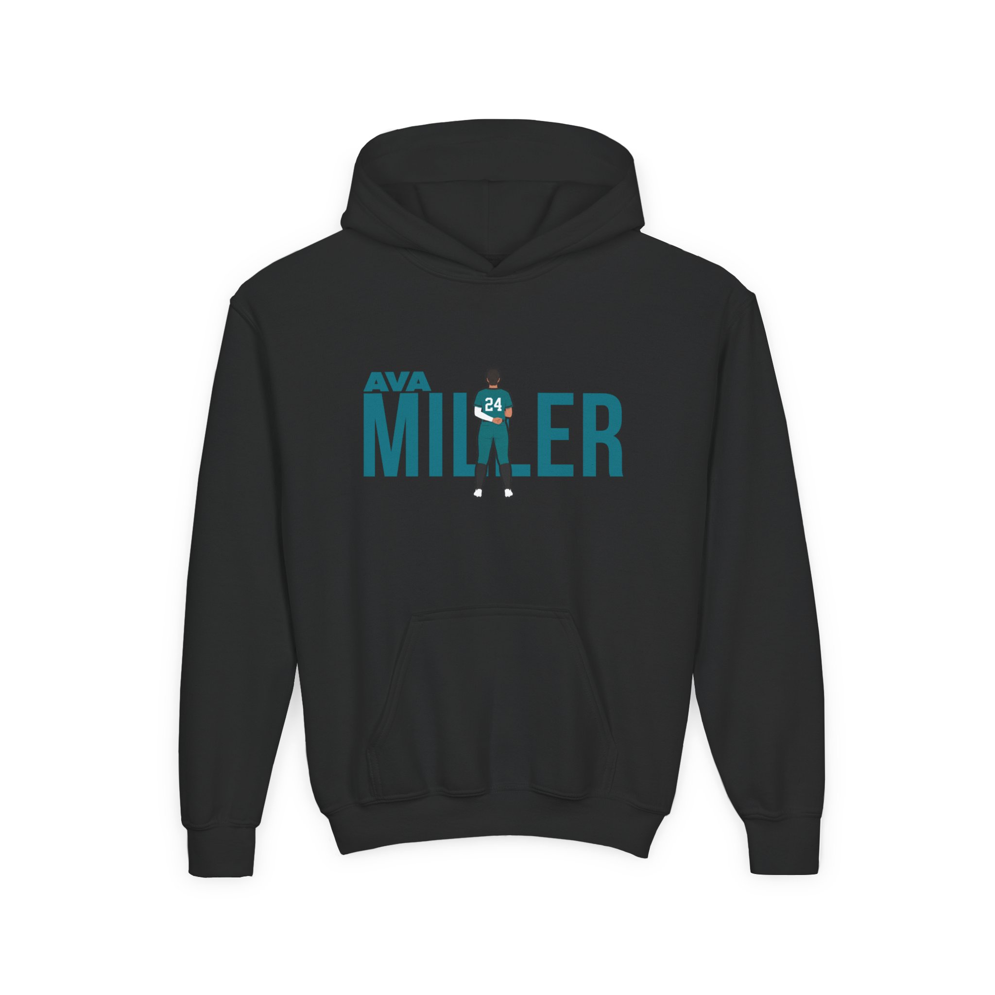 Youth Hoodie — character_player_name in Black