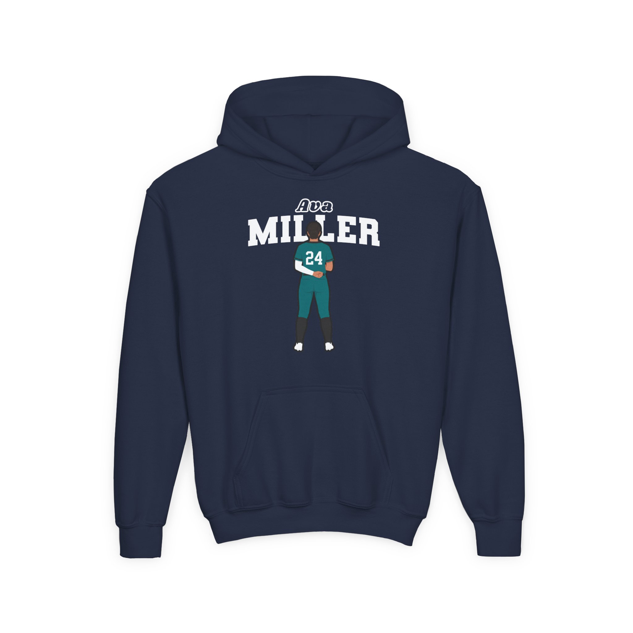 Youth Hoodie — character_name_arch in Navy