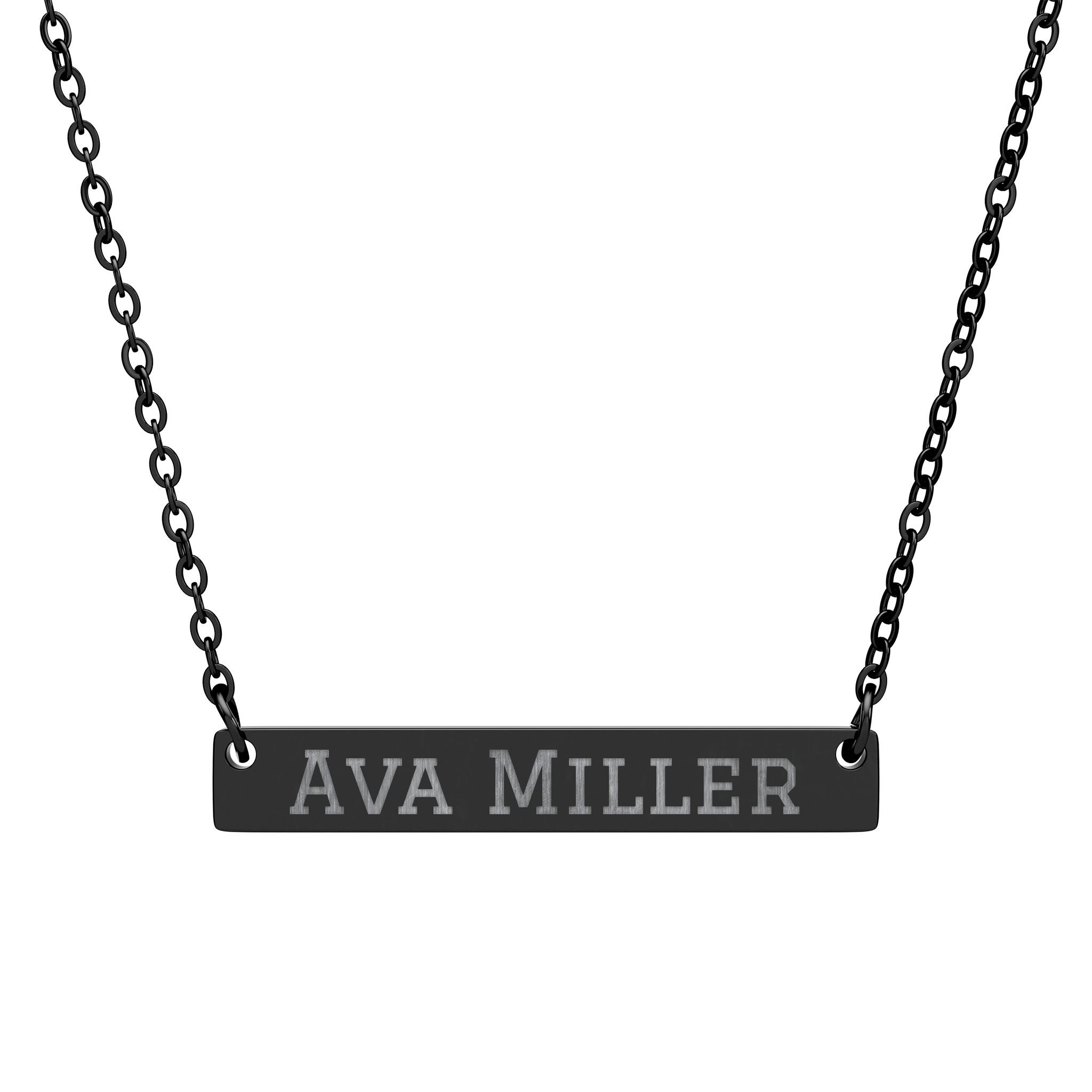 Engraved Bar Necklace — Classic in Black