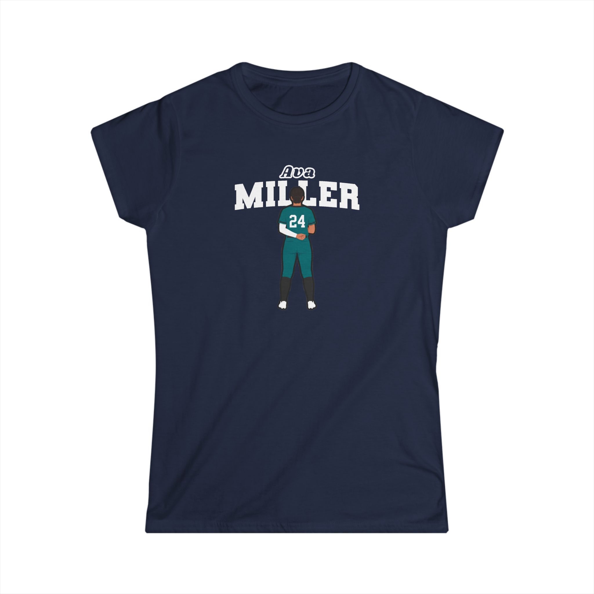 Women's Softstyle Tee — character_name_arch in Navy