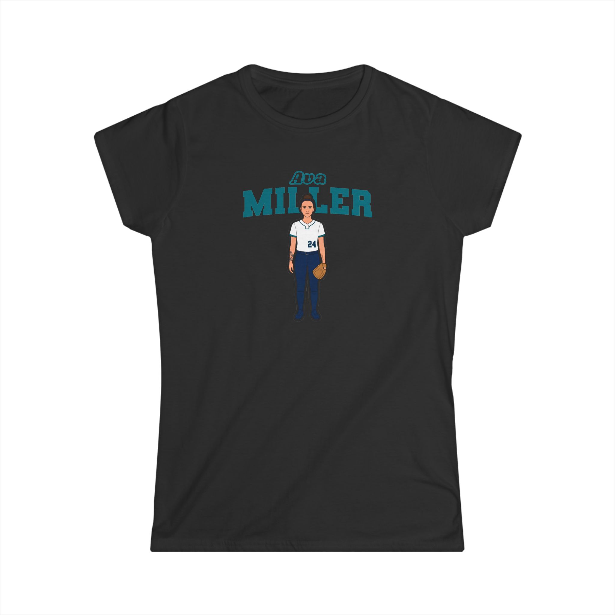 Women's Softstyle Tee — character_name_arch in Black