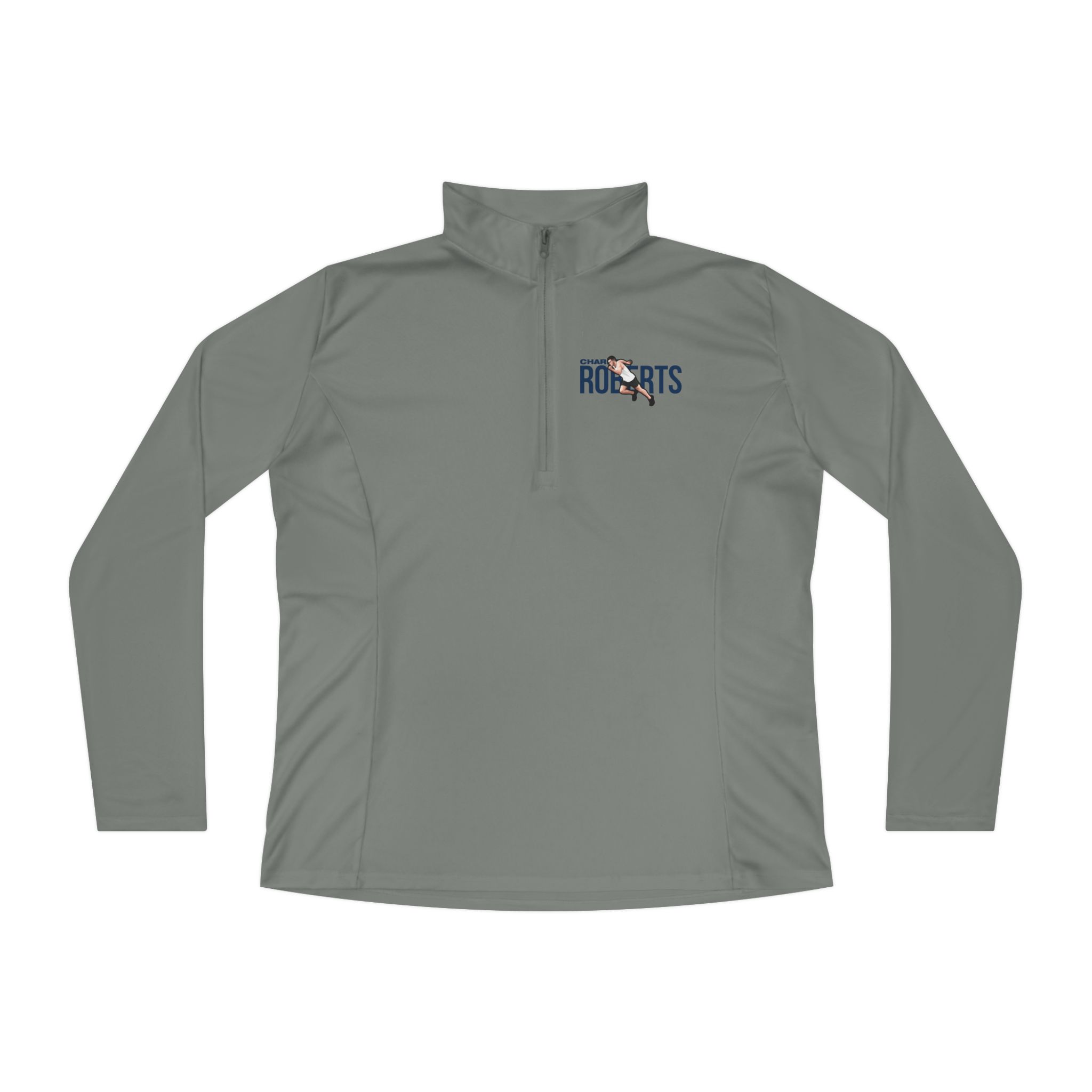 Women's Q-Zip Pullover — character_player_name in Grey