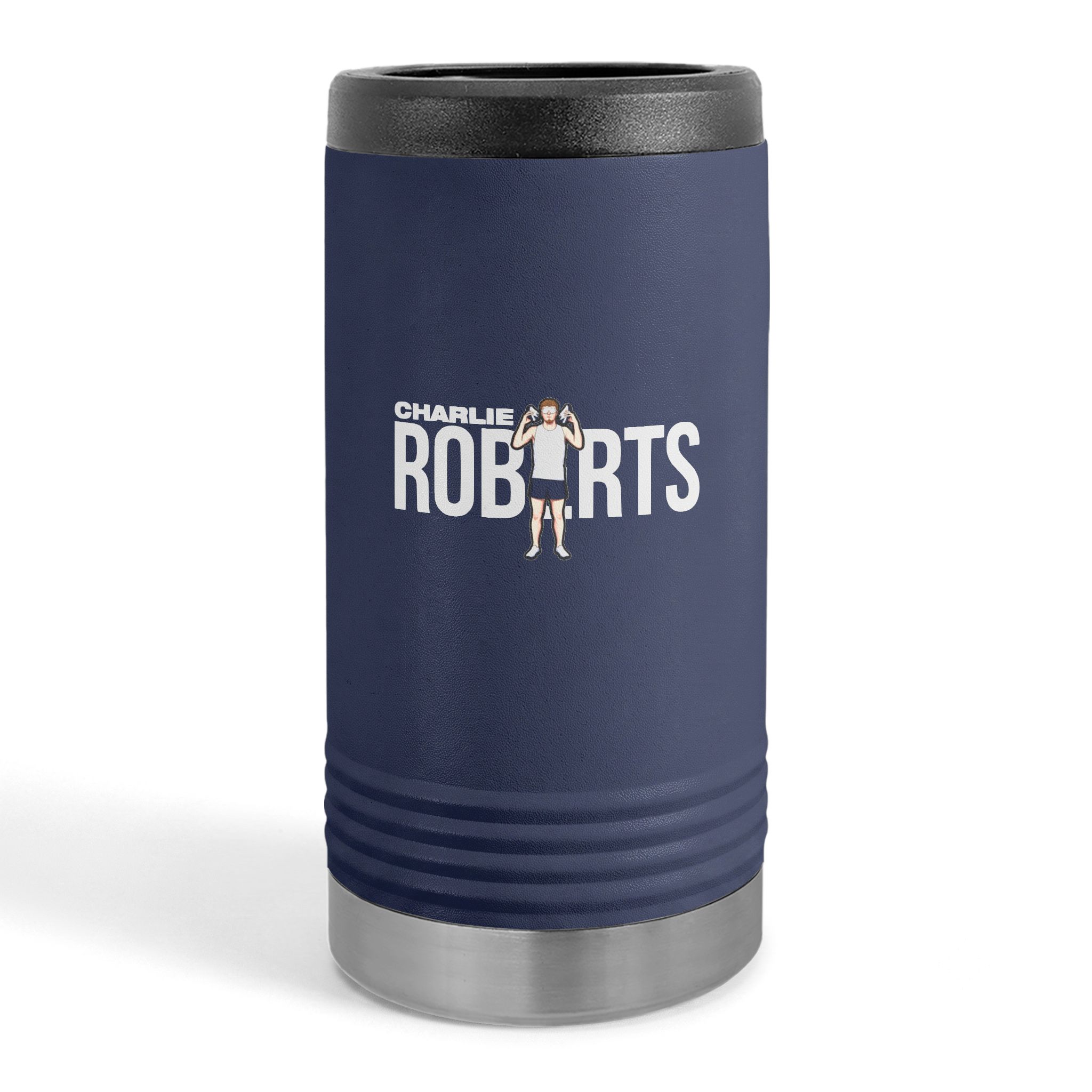 Slim Stainless Can Cooler — character_player_name in Navy
