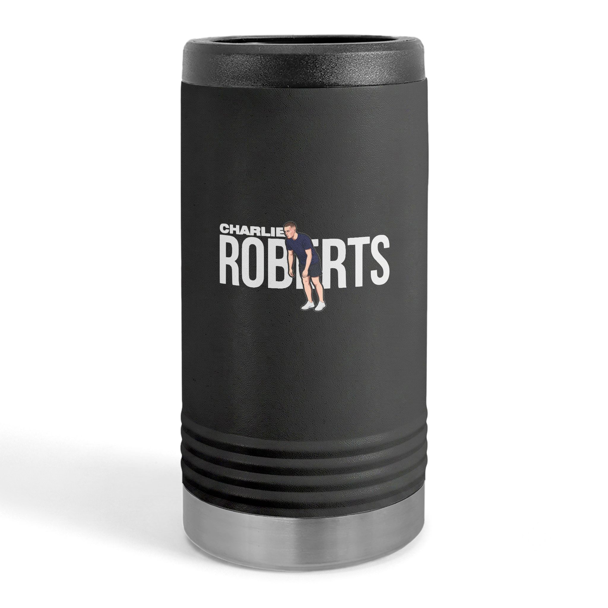 Slim Stainless Can Cooler — character_player_name in Black