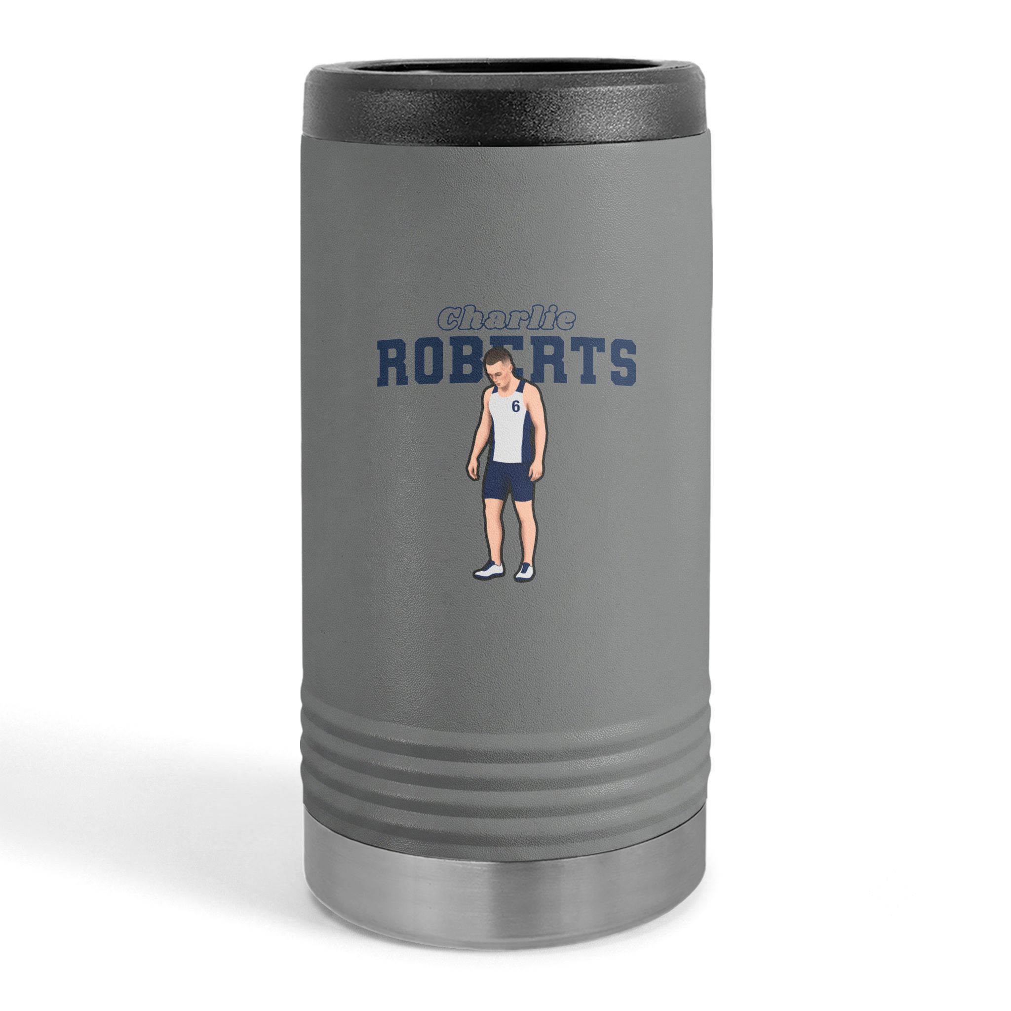 Slim Stainless Can Cooler — character_name_arch in Grey