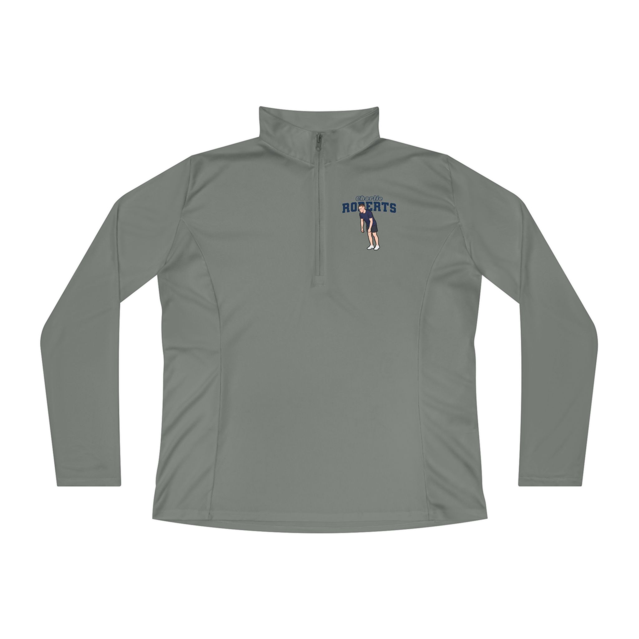 Women's Q-Zip Pullover — character_name_arch in Grey
