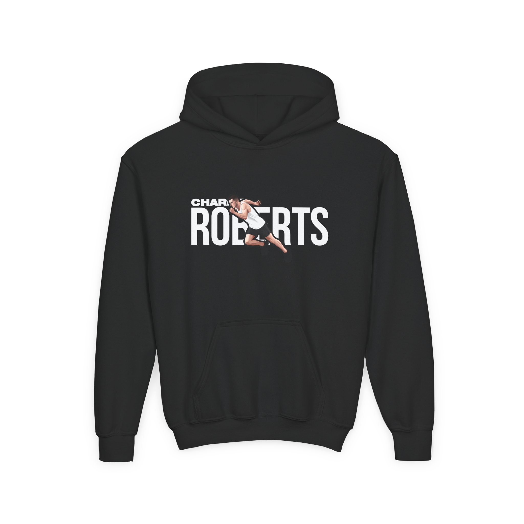 Youth Hoodie — character_player_name in Black