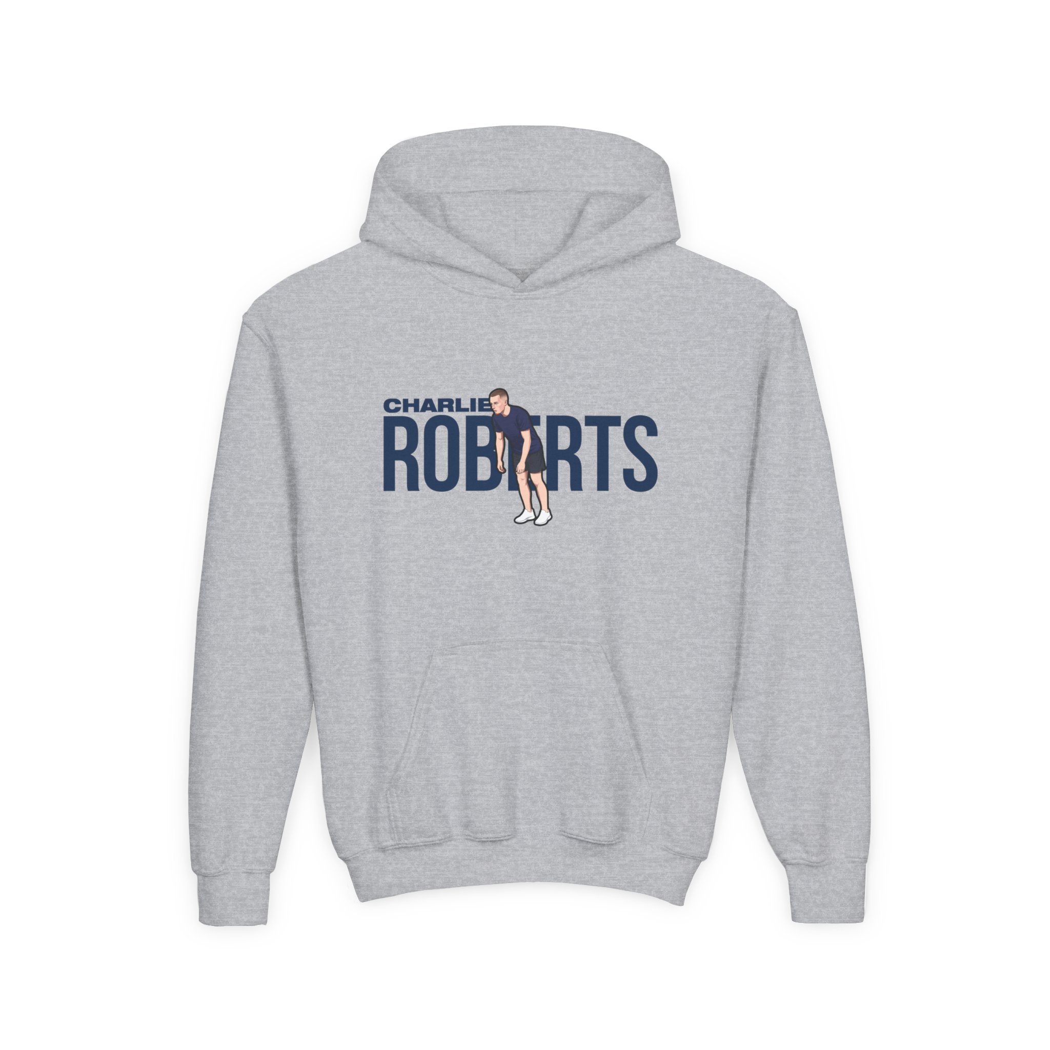 Youth Hoodie — character_player_name in Grey