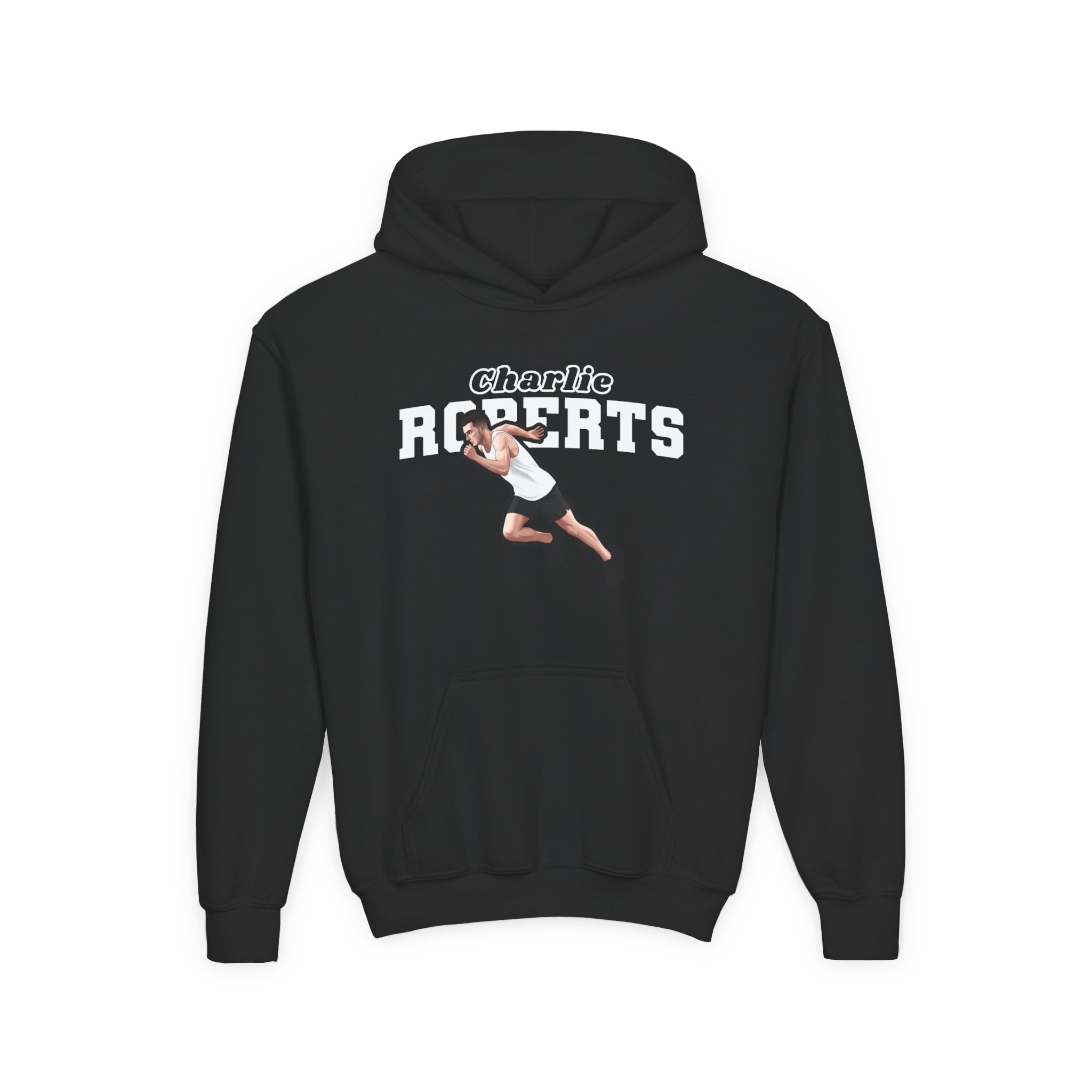 Youth Hoodie — character_name_arch in Black