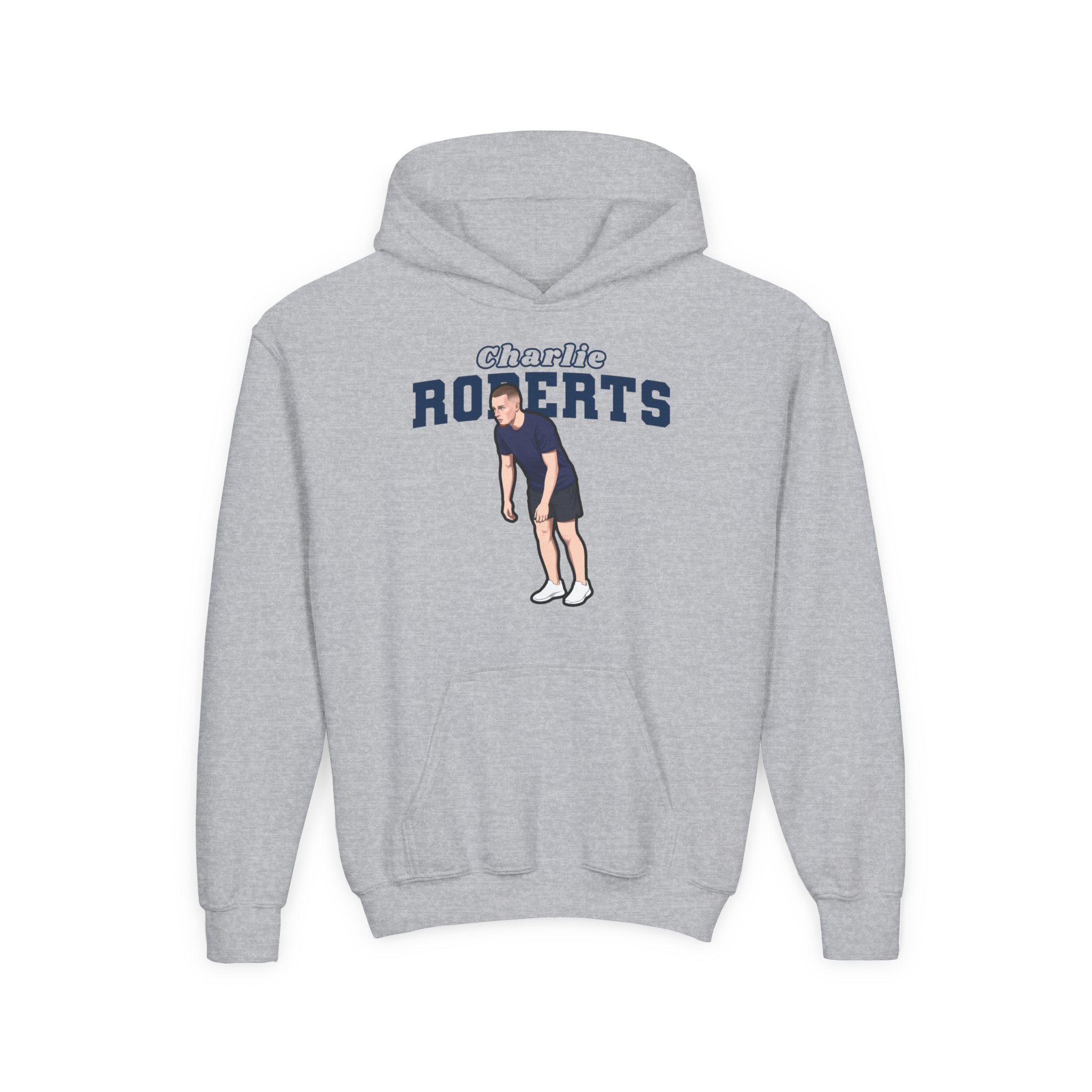 Youth Hoodie — character_name_arch in Grey