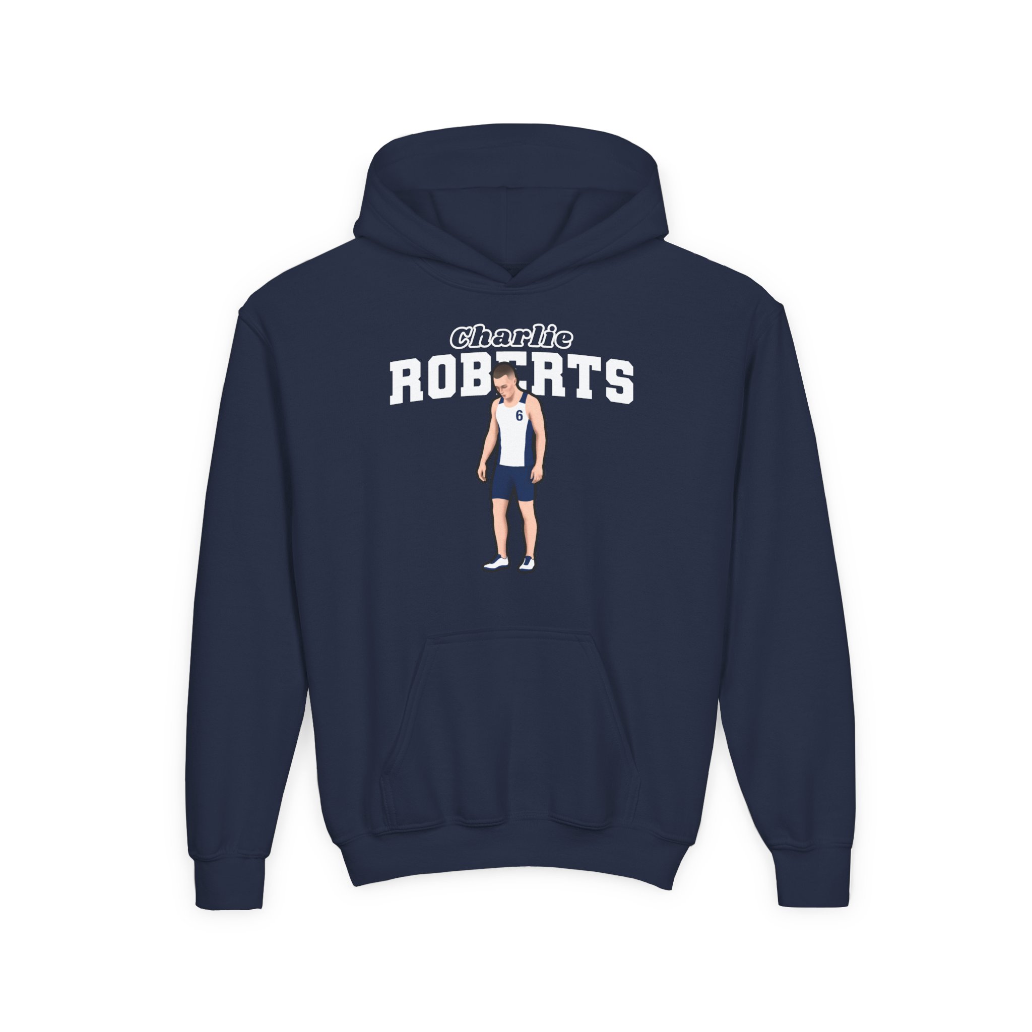 Youth Hoodie — character_name_arch in Navy