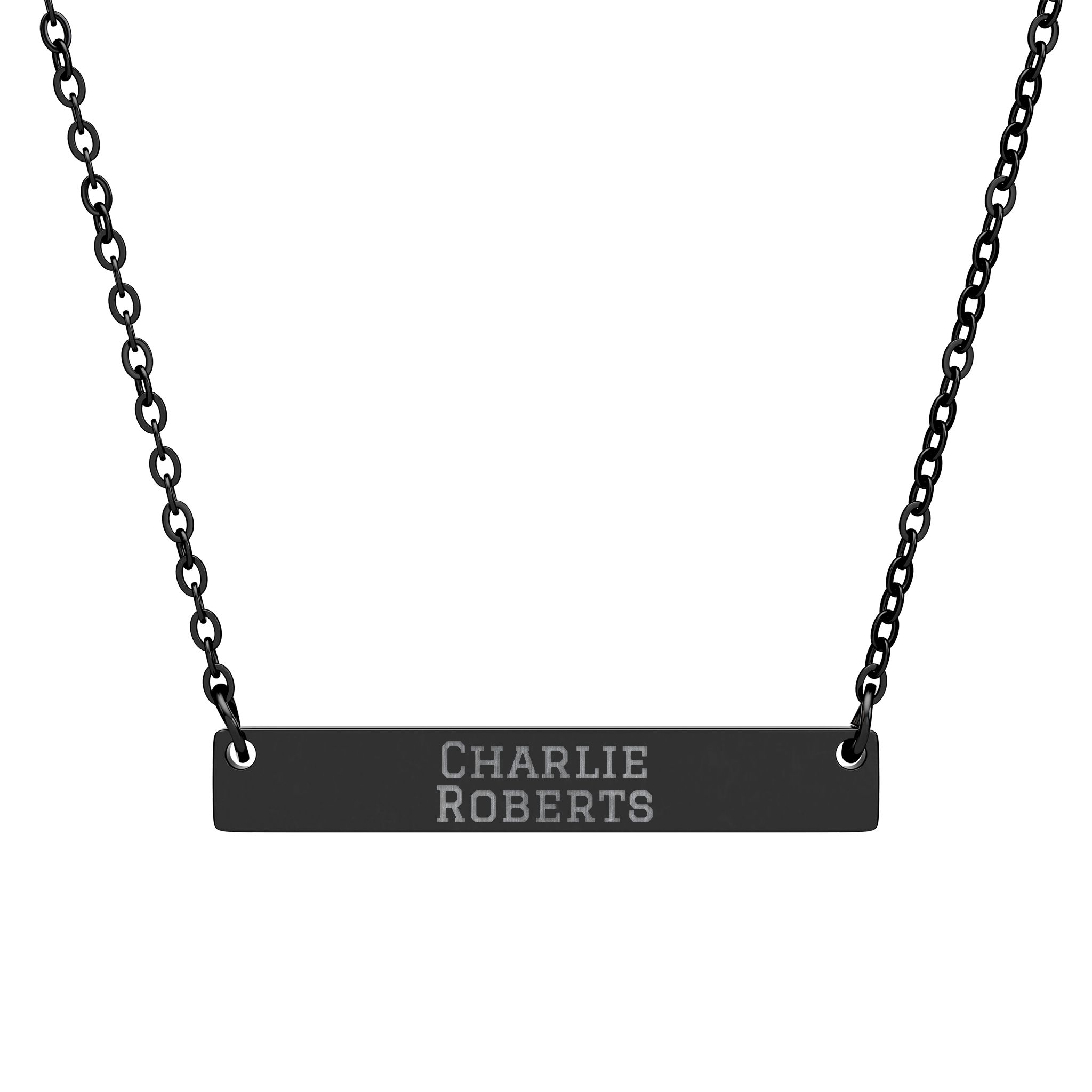 Engraved Bar Necklace — Classic in Black