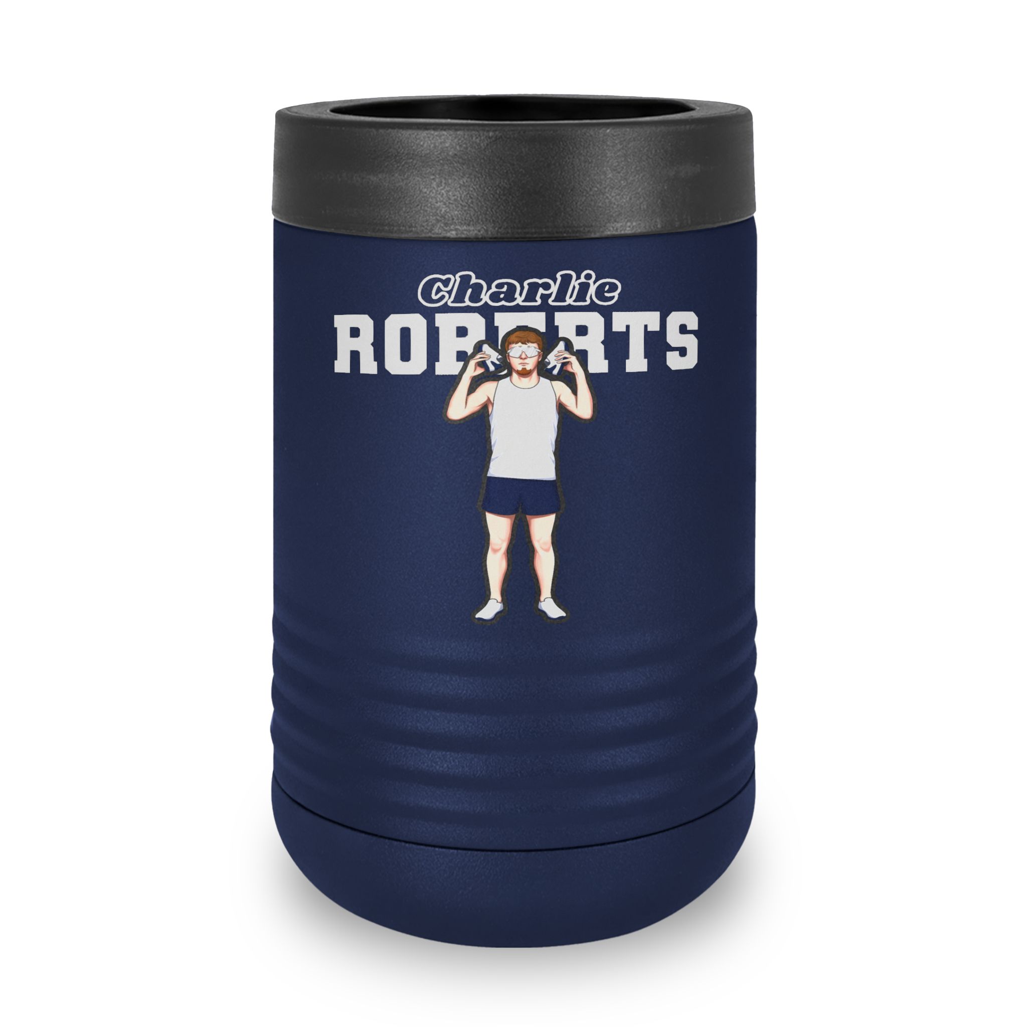 Stainless Can Cooler — character_name_arch in Navy