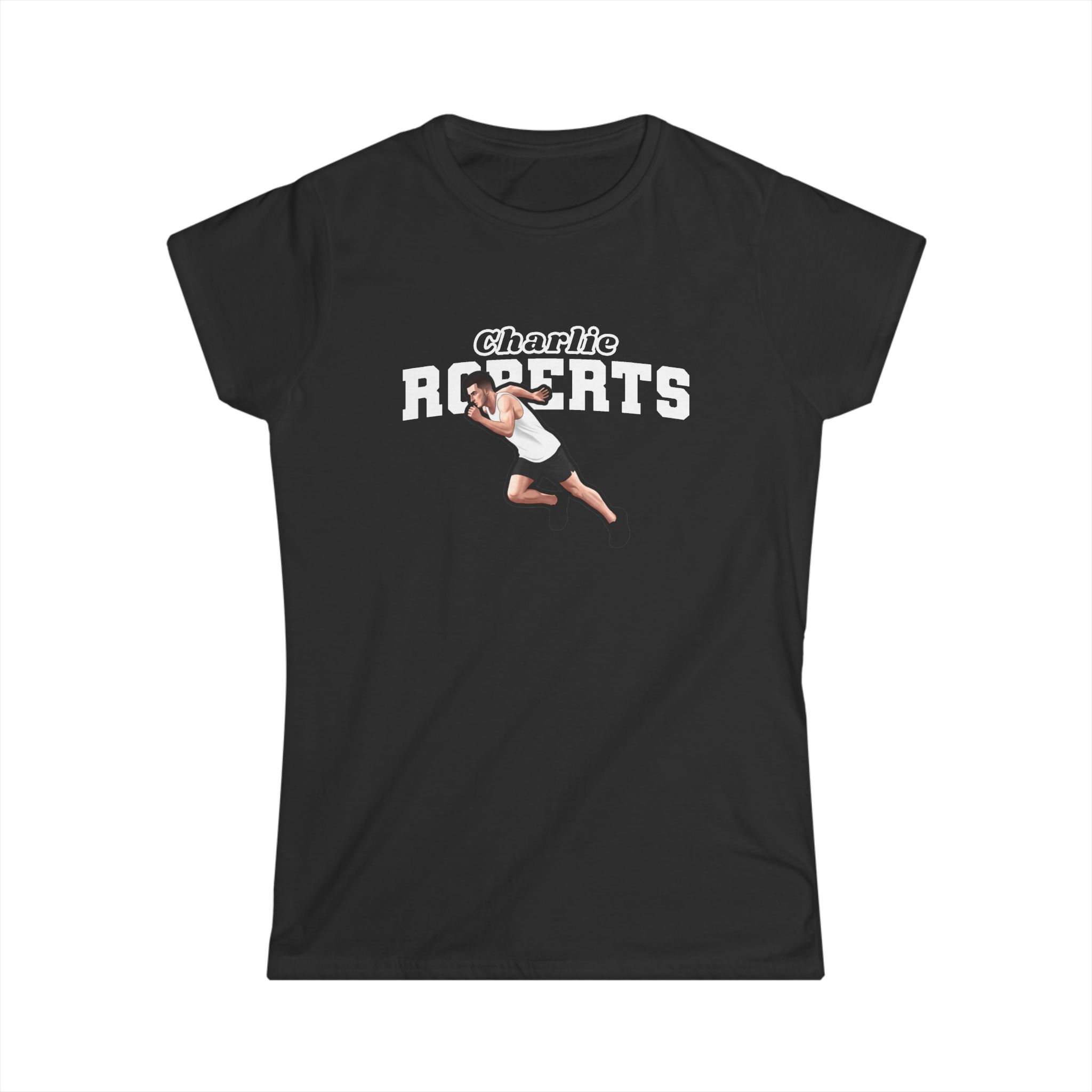 Women's Softstyle Tee — character_name_arch in Black