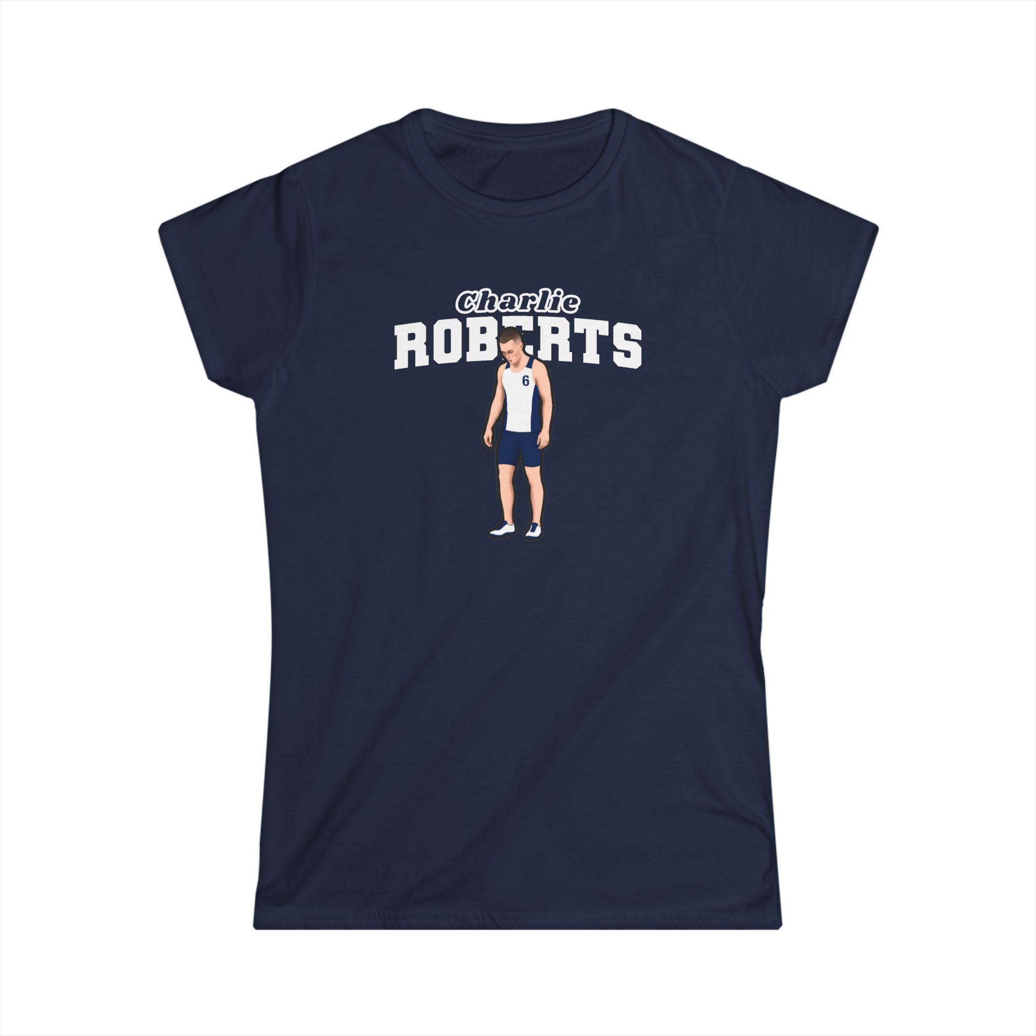 Women's Softstyle Tee — character_name_arch in Navy