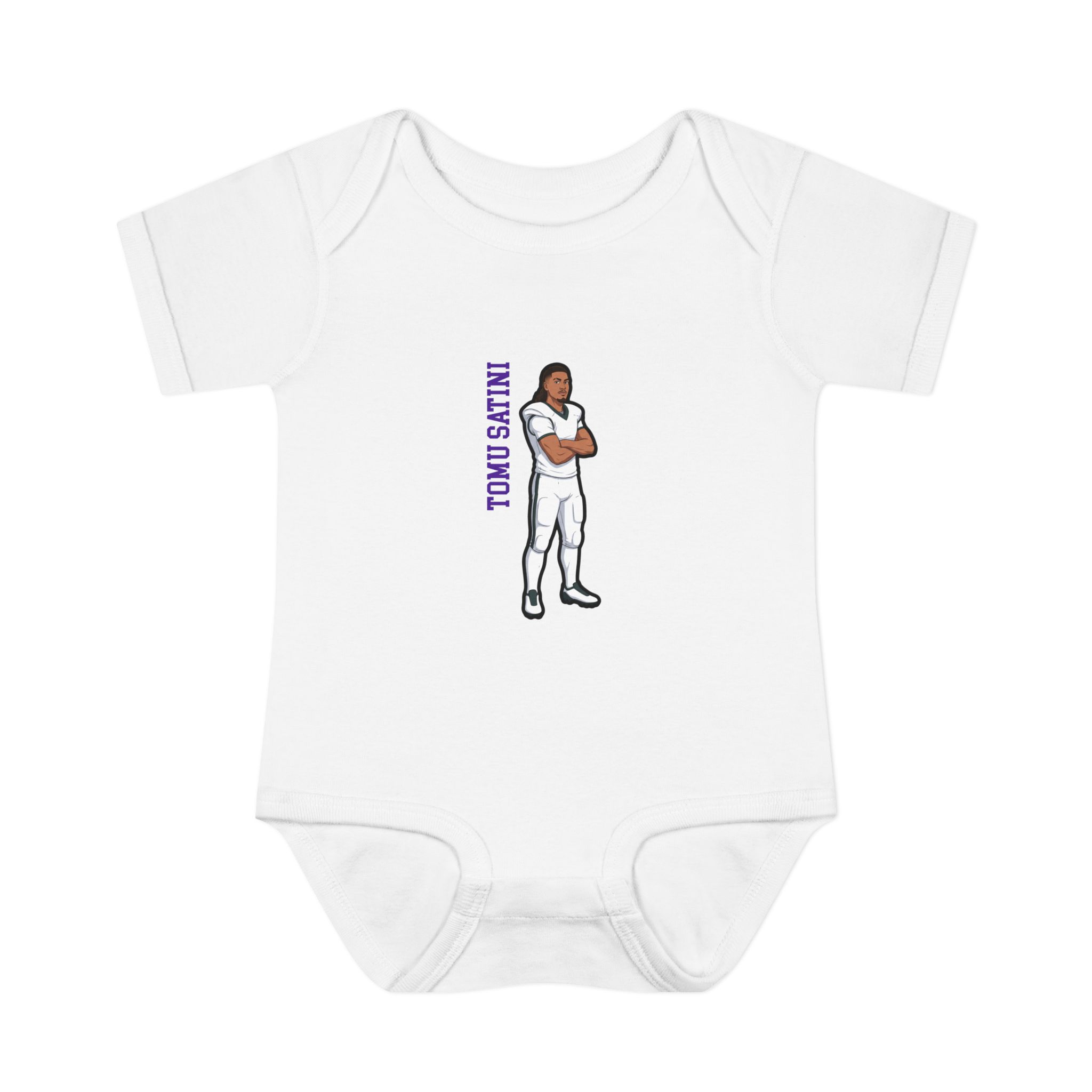Baby Onesie — character_name_vertical in White
