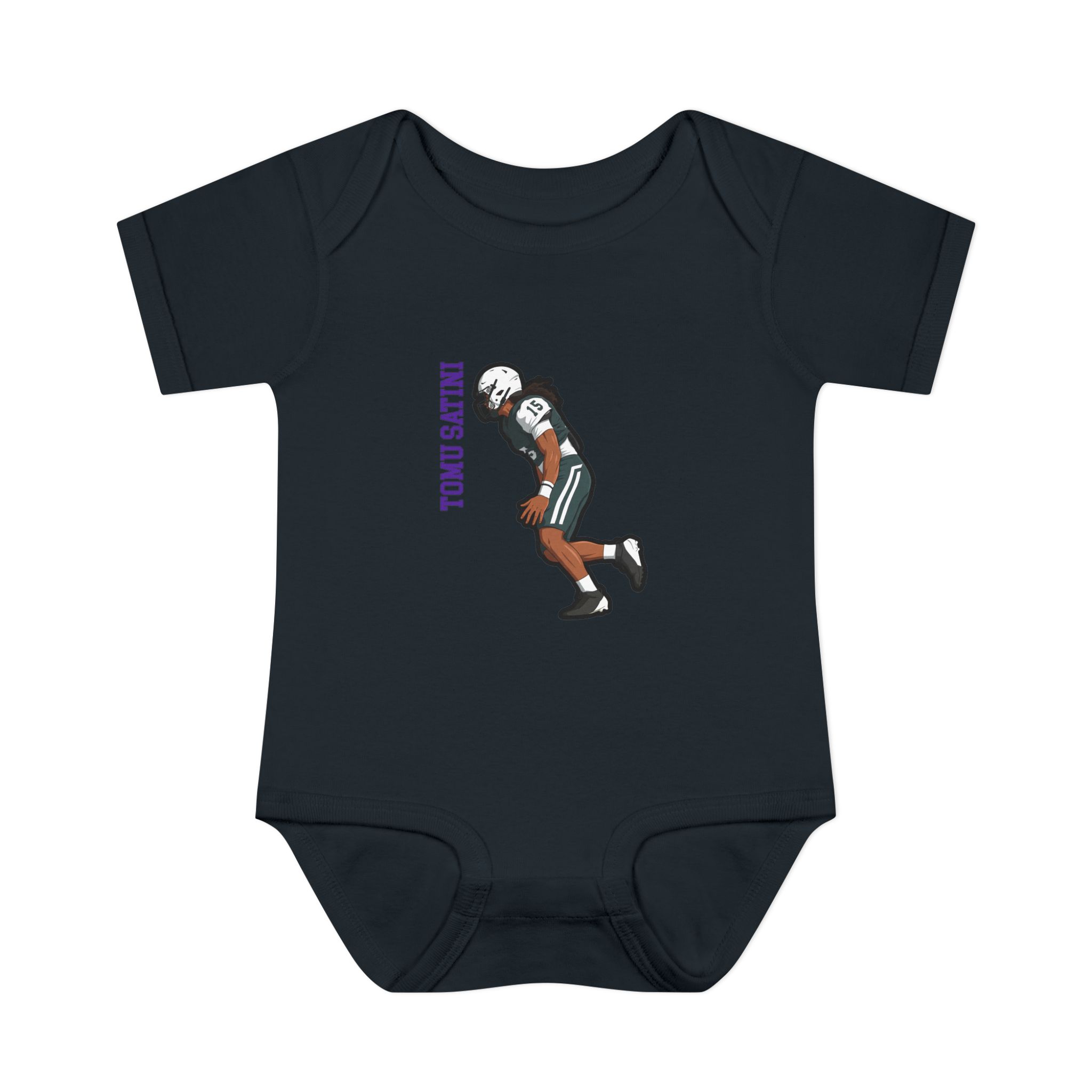 Baby Onesie — character_name_vertical in Black