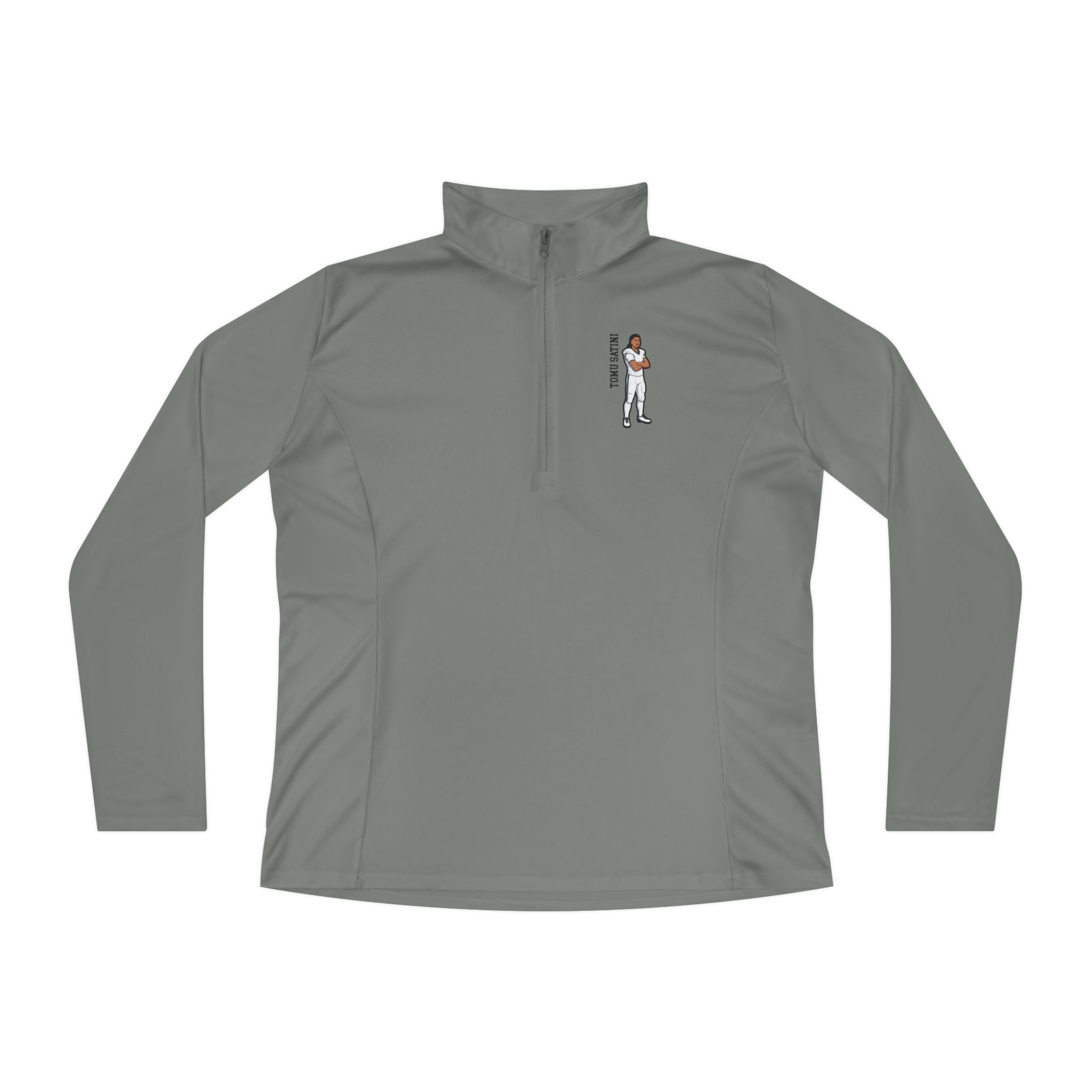 Women's Q-Zip Pullover — character_name_vertical in Grey