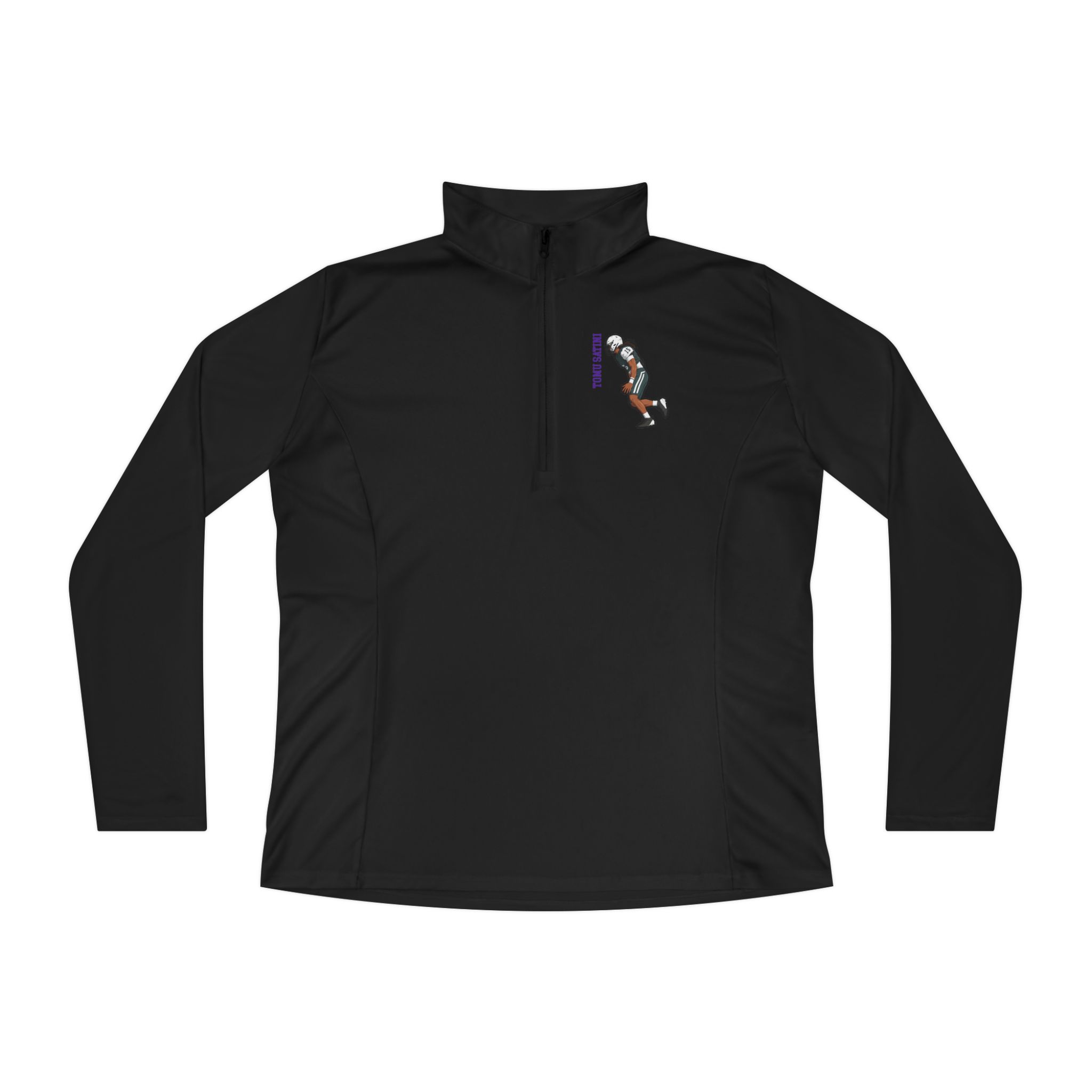 Women's Q-Zip Pullover — character_name_vertical in Black