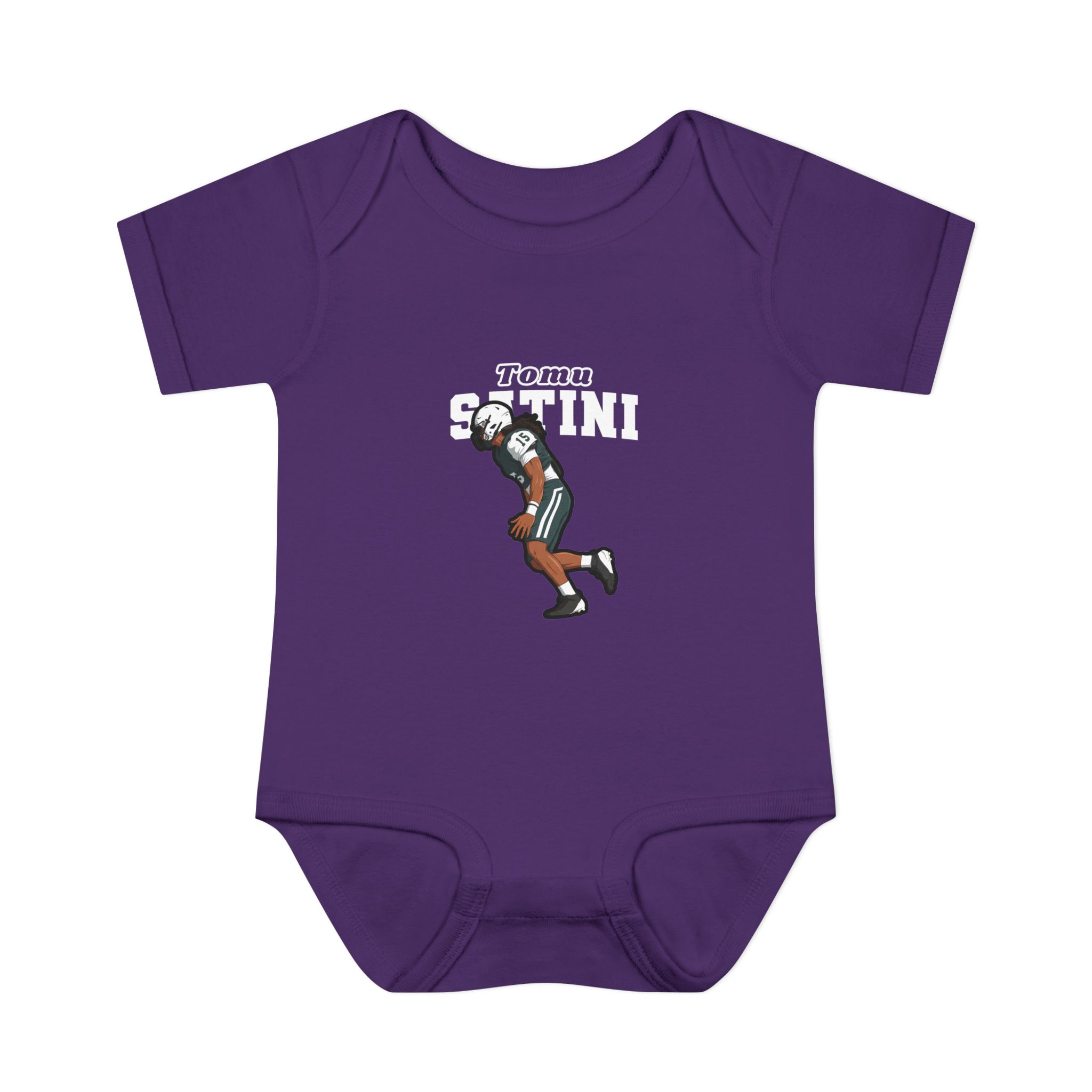 Baby Onesie — character_name_arch in Purple