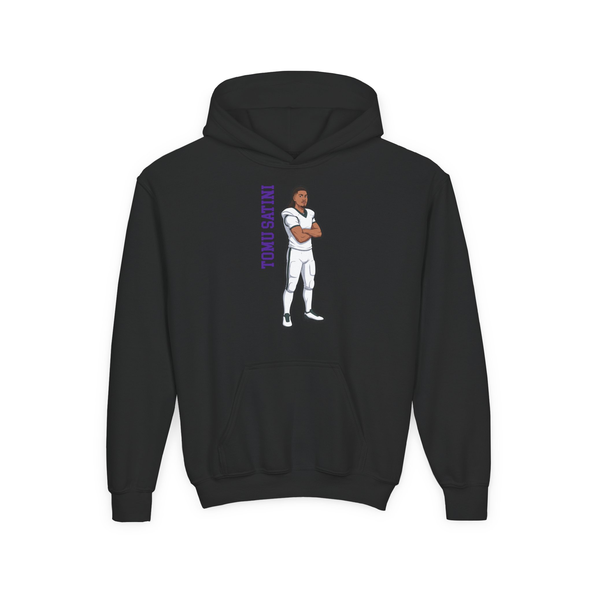 Youth Hoodie — character_name_vertical in Black