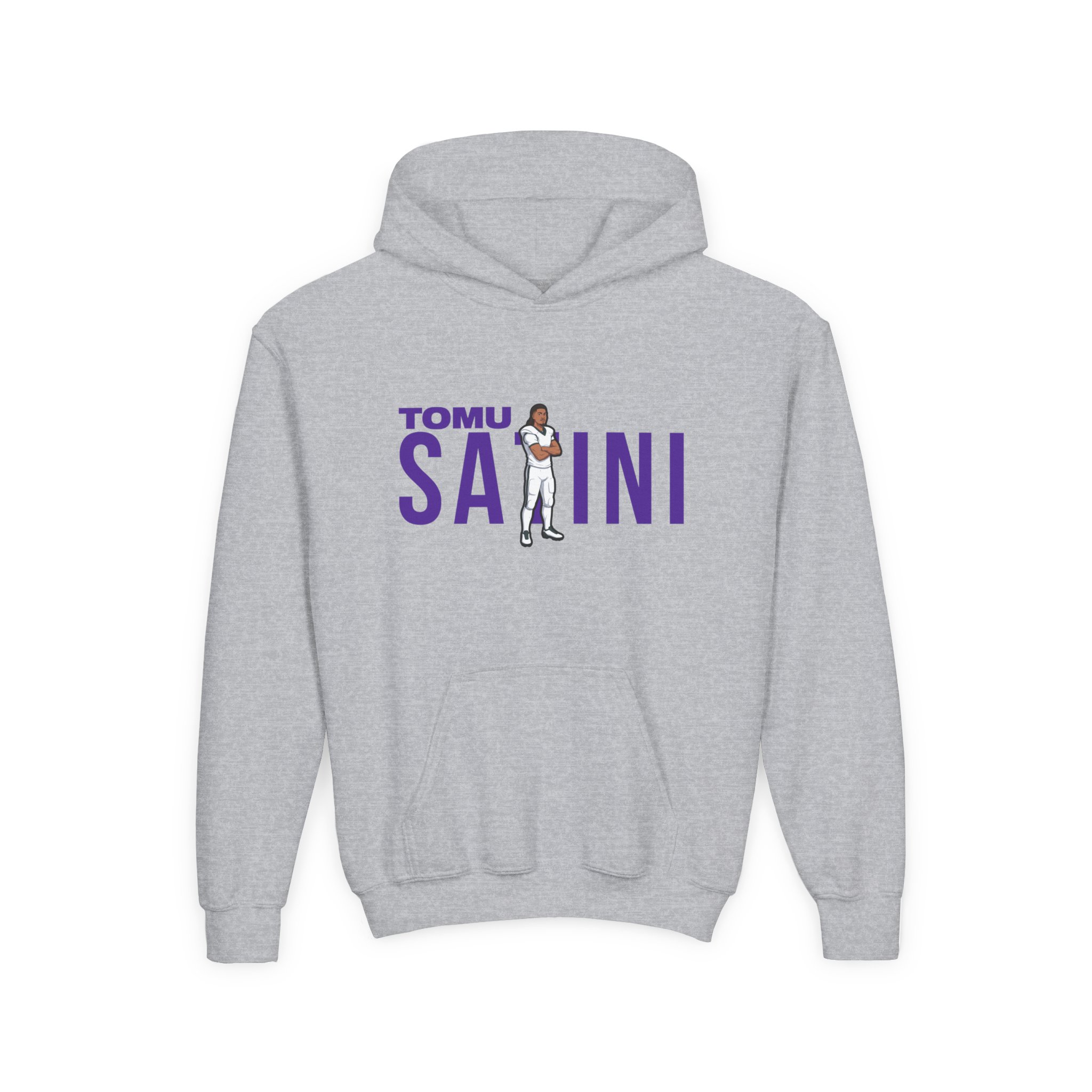 Youth Hoodie — character_player_name in Grey